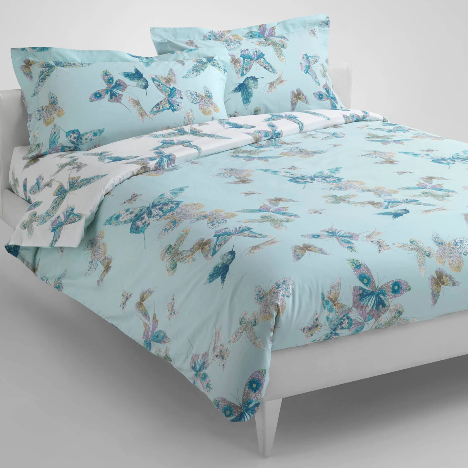 Completo Copripiumino In Percalle Butterfly Matrimoniale