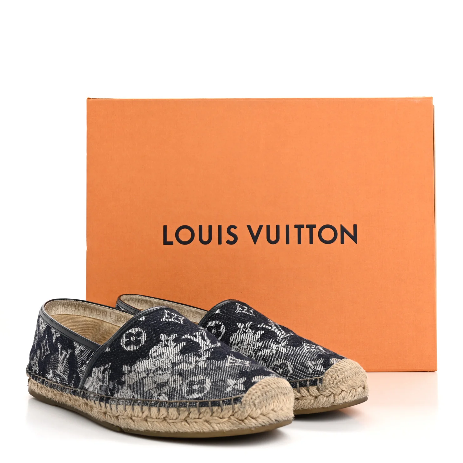 Monogram Denim Espadrille Flats 8.5 Blue - Top Club