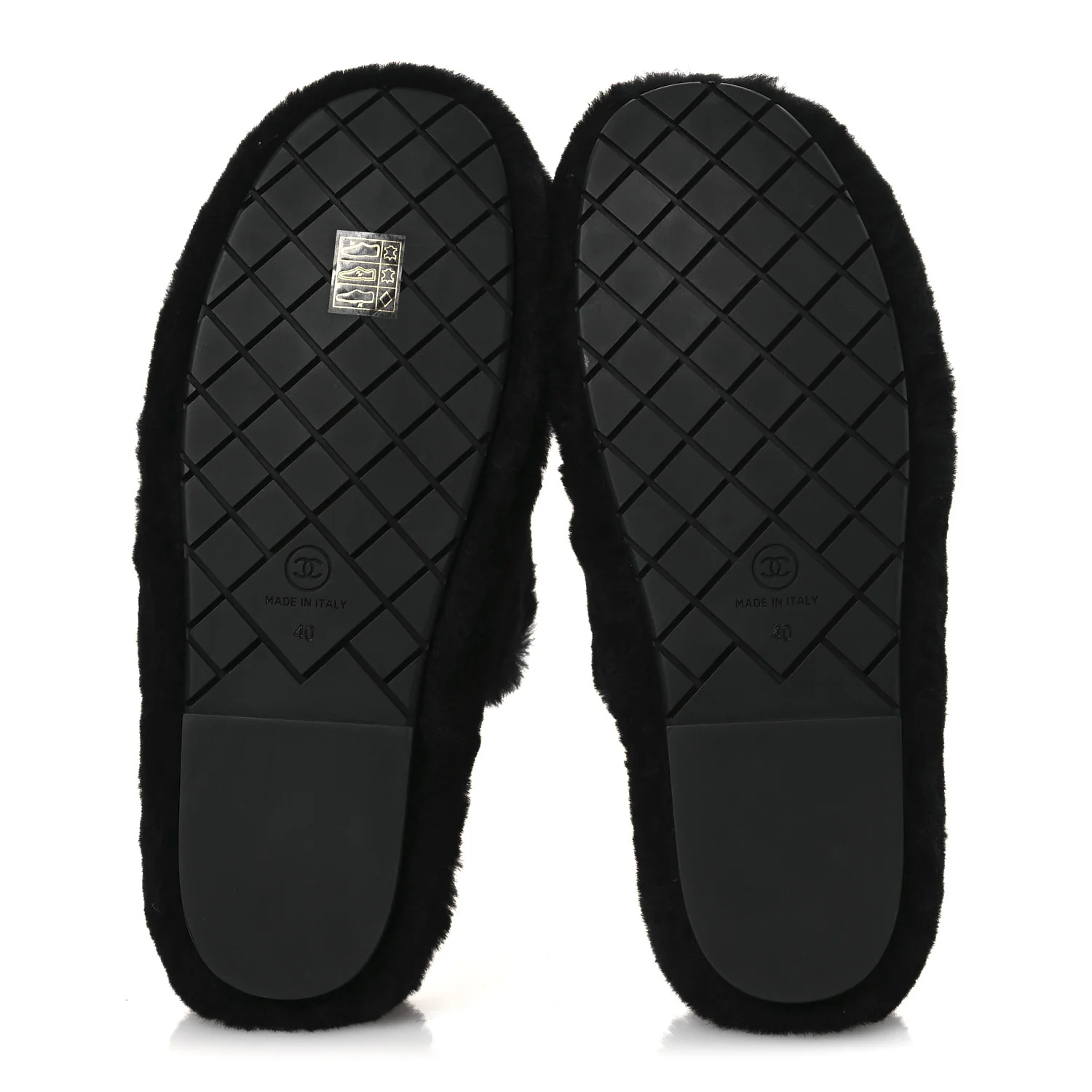 Shearling CC Flat Mules 40 Black - Top Club