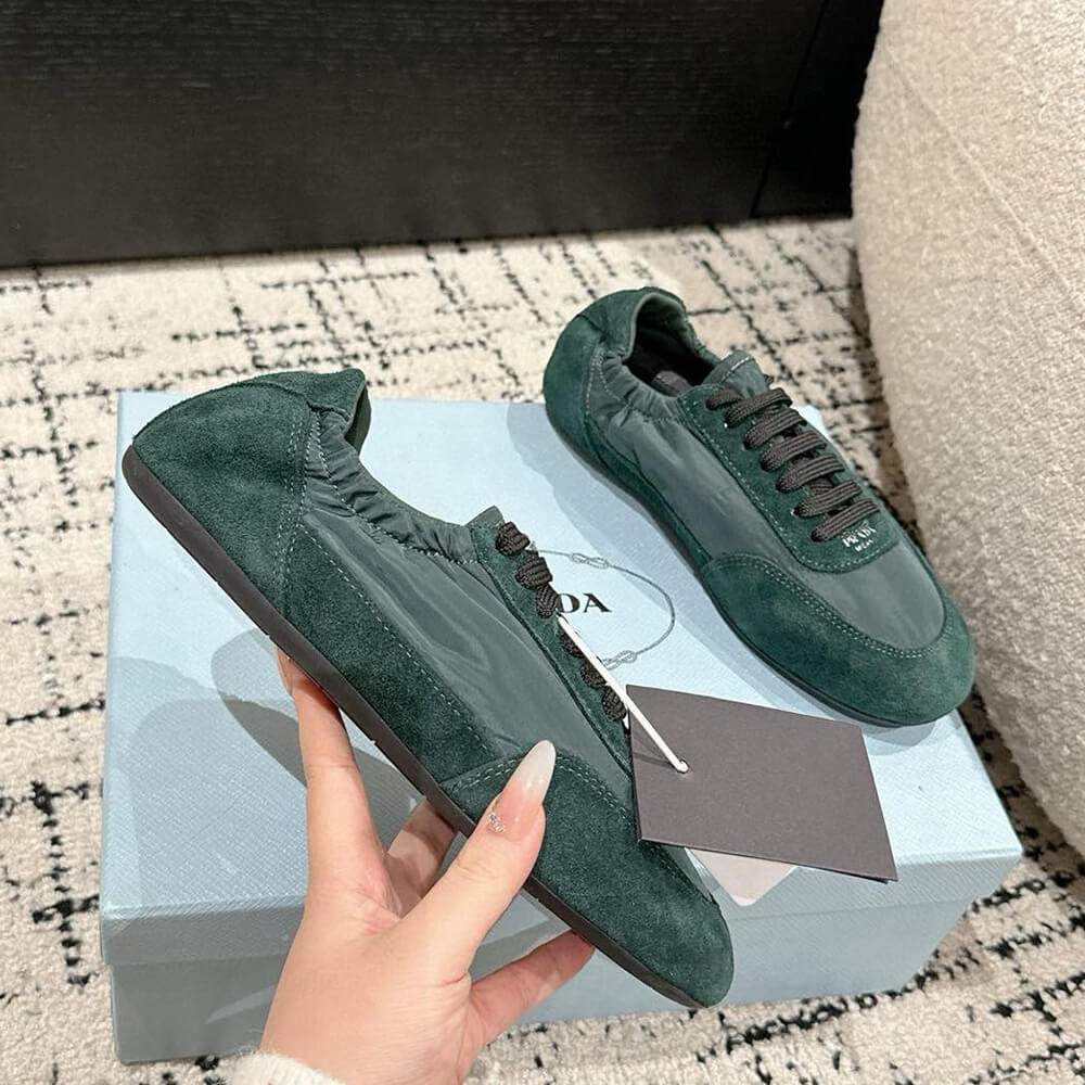 PRADA Collapse Re-Nylon and suede elasticized sneakers - Top Club
