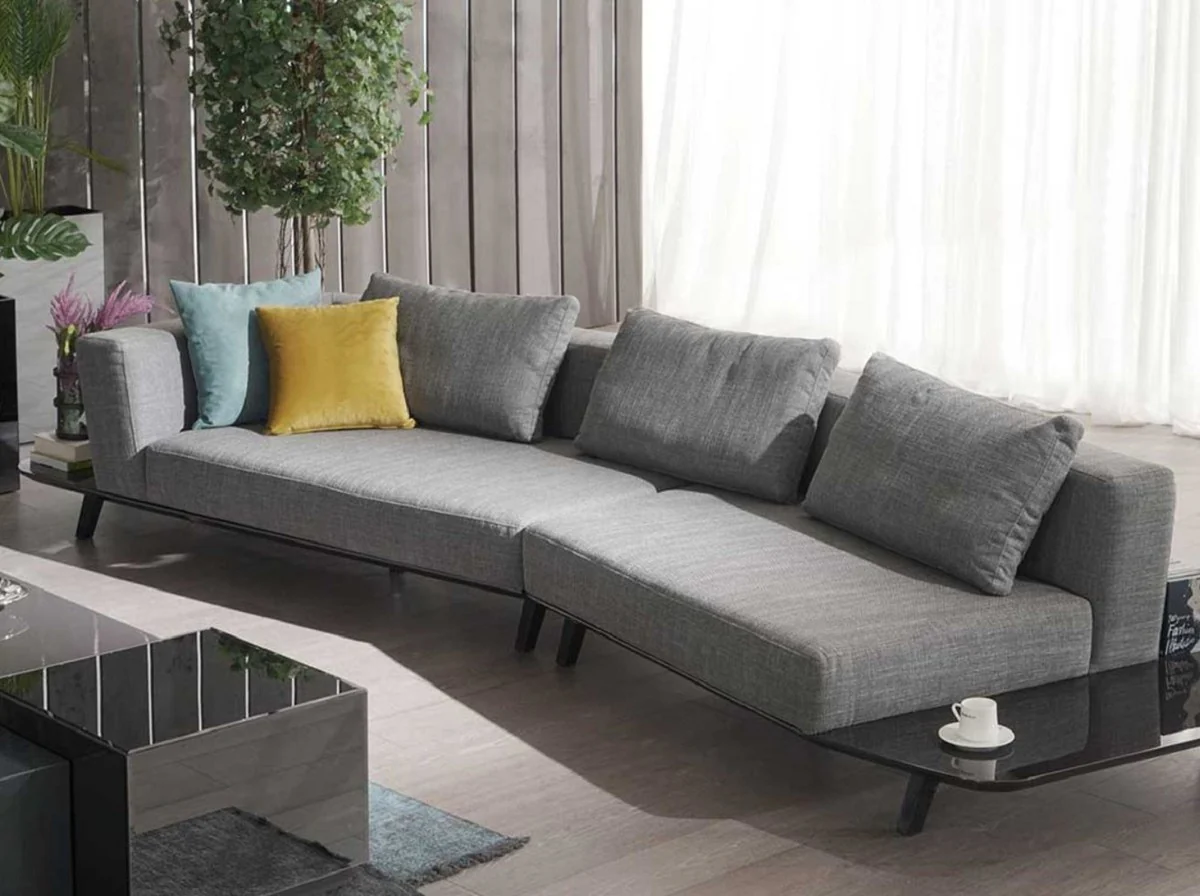 Luxury sofa gray / black 357 x 120 x H. 65 cm - Curved living room sofa - Hotel sofa - Living room furniture - Hotel furniture - Luxury furniture - Luxury furnishings