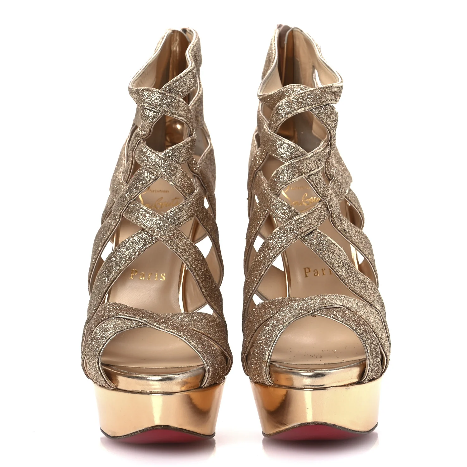 Glitter Mini Specchio Balota Platform Sandals 37.5 Gold - Top Club