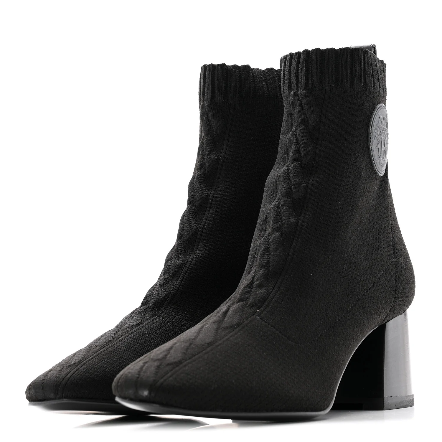 Knit Calfskin Volver 60 Ankle Boots 37 Black - Top Club