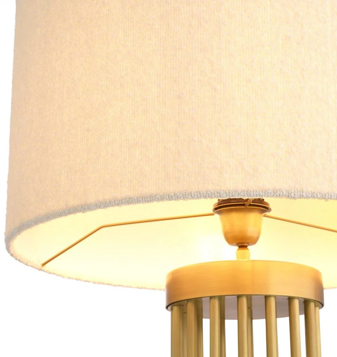 Luxury table lamp antique brass / black / white Ø 45 x H. 83 cm - Modern metal desk lamp with marble base and round lampshade - Living room lamp