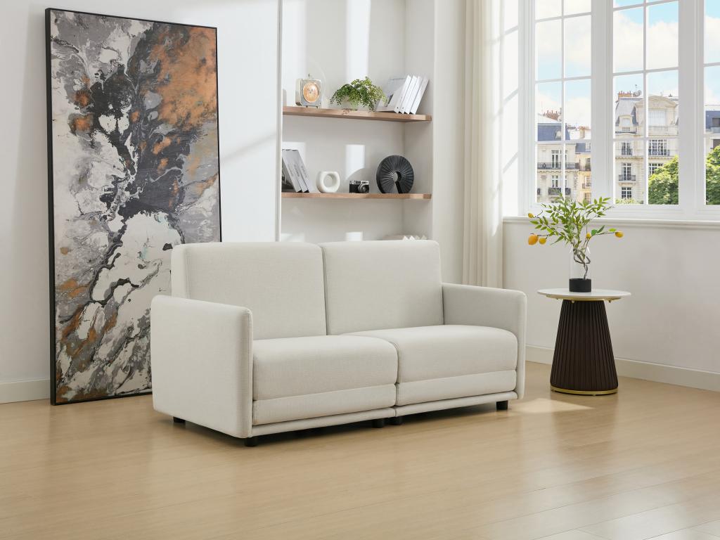 Sofá cama de 3 plazas de tela beige BORSILA