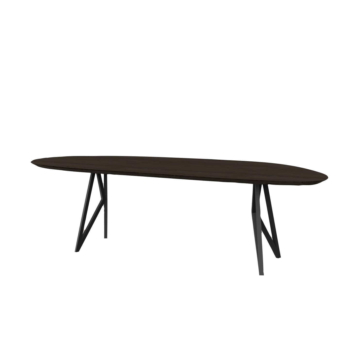Studio HENK tafel Butterfly Blob - zwart frame, gerookte beits 200 x 100 | Gerookte Beits | Verjongde Rand | Frame Zwart