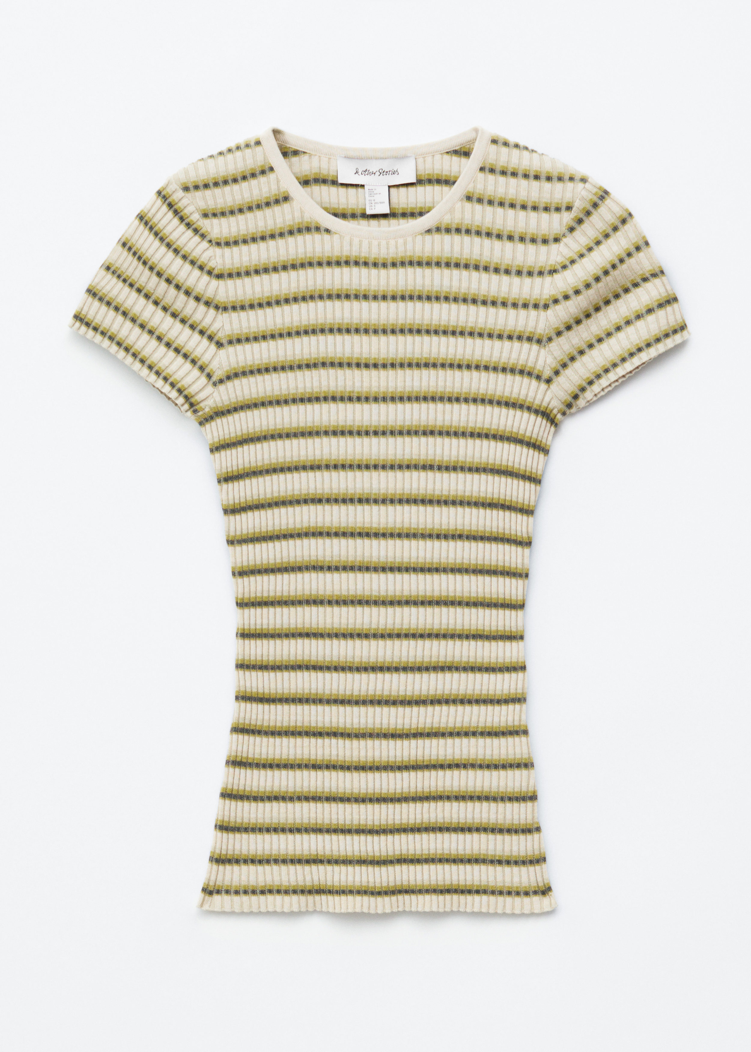 & Other Stories STRIPED RIB-KNIT T-SHIRT
