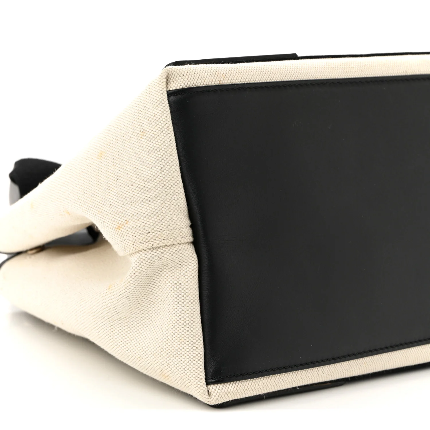 Cotton Canvas Satin Calfskin S Navy Cabas Natural Black - Top Club