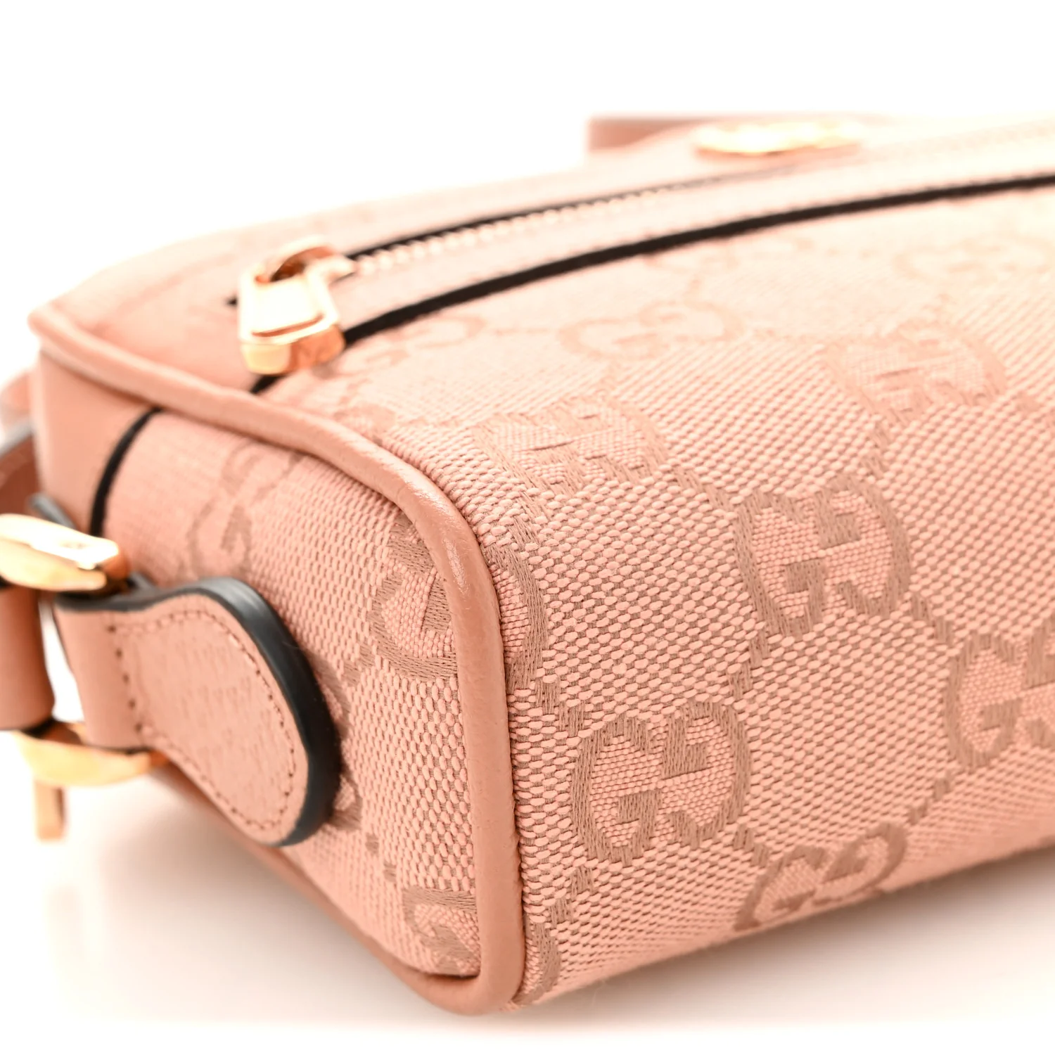 Monogram Textured Dollar Calfskin Mini Ophidia Shoulder Bag Cloche Rose Pink - Top Club