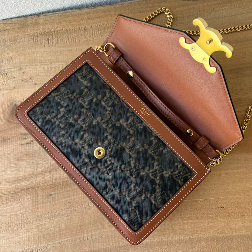 CELINE WALLET ON CHAIN MARGO in TRIOMPHE CANVAS and calfskin(High-end Grade) - Top Club