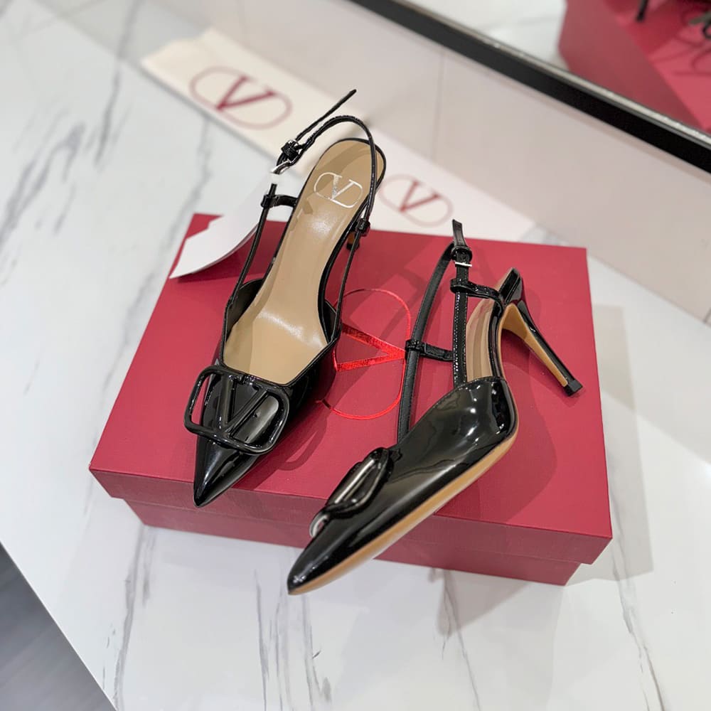 VALENTINO VLOGO SIGNATURE patent leather lace-up high heels (heel height 8 cm) - Top Club