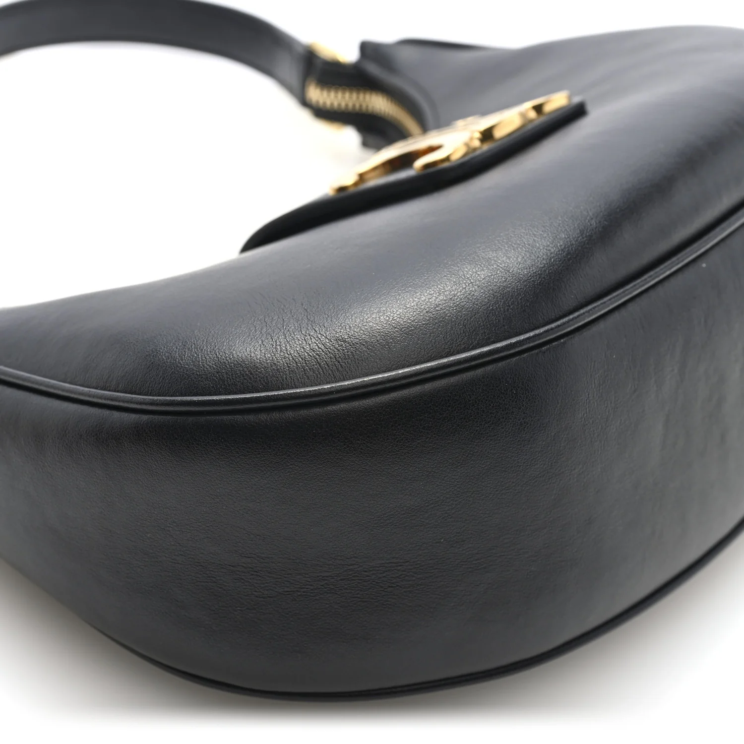 Smooth Calfskin Medium Strap Ava Triomphe Shoulder Bag Black - Top Club