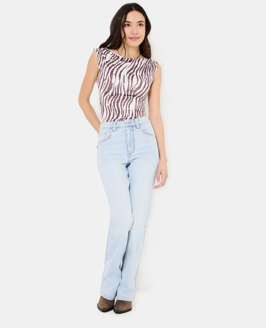Pimkie Body sans manches encolure drapée motif zèbre