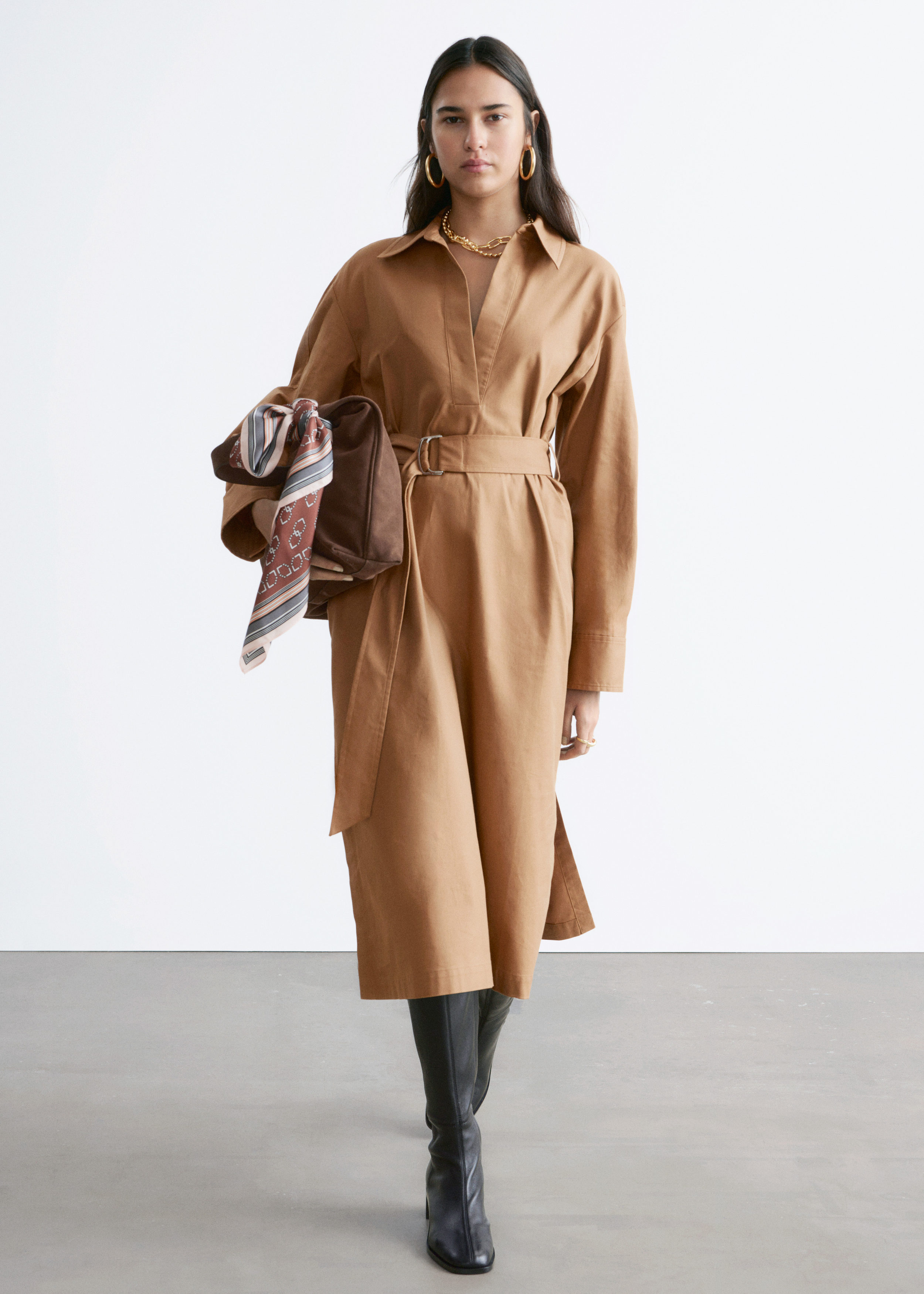 & Other Stories BELTED MIDI DRESS