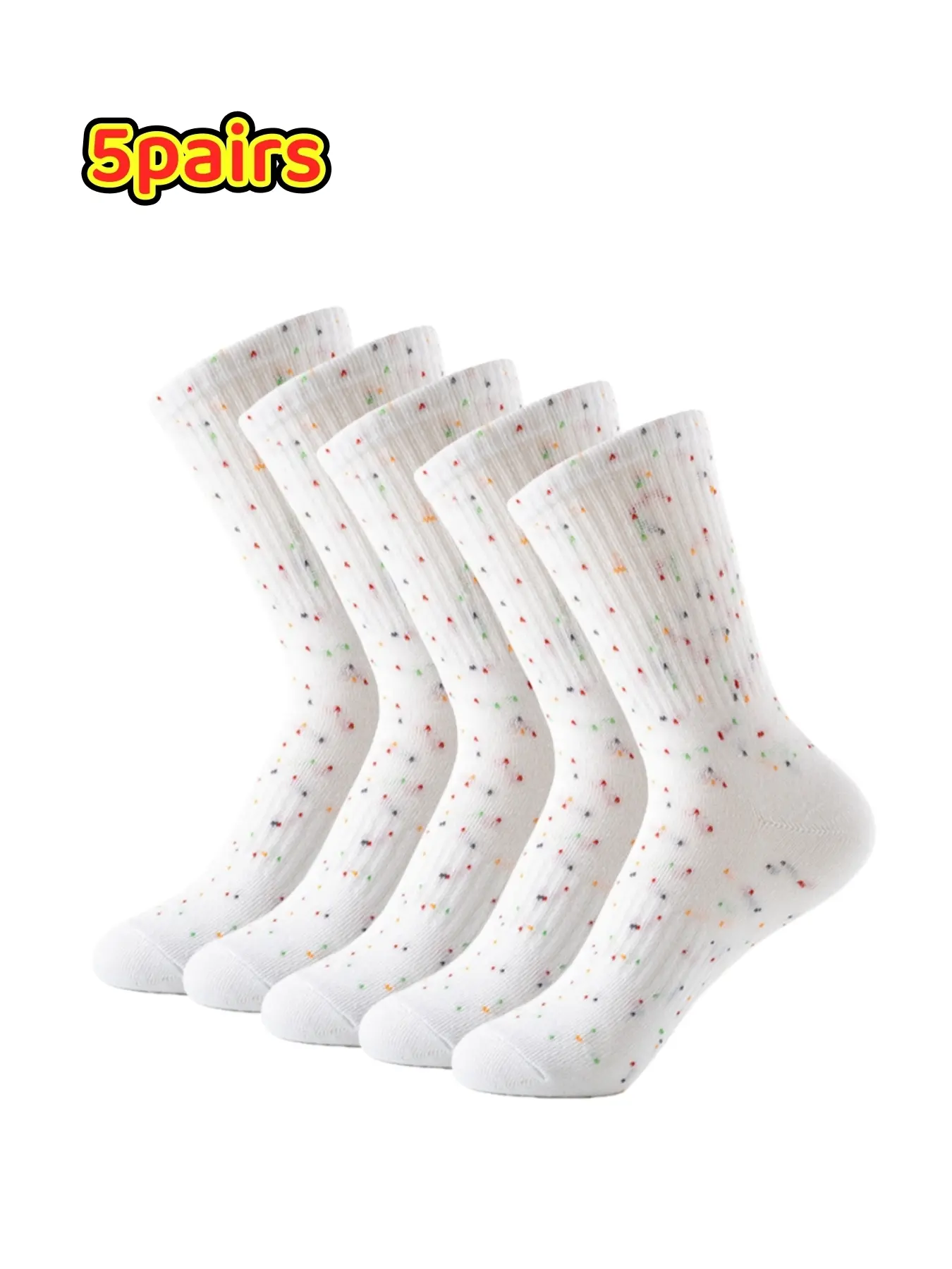 5 Pairs Men’s Solid Knit Crew Socks, Breathable Comfy Stylish Socks for All-Season Daily & Outdoor Wear