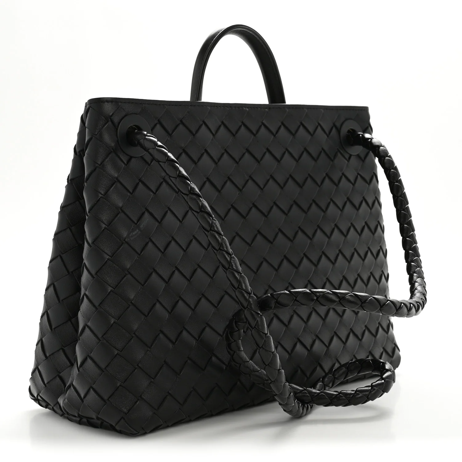 Nappa Intrecciato Medium Andiamo Shoulder Bag Black - Top Club