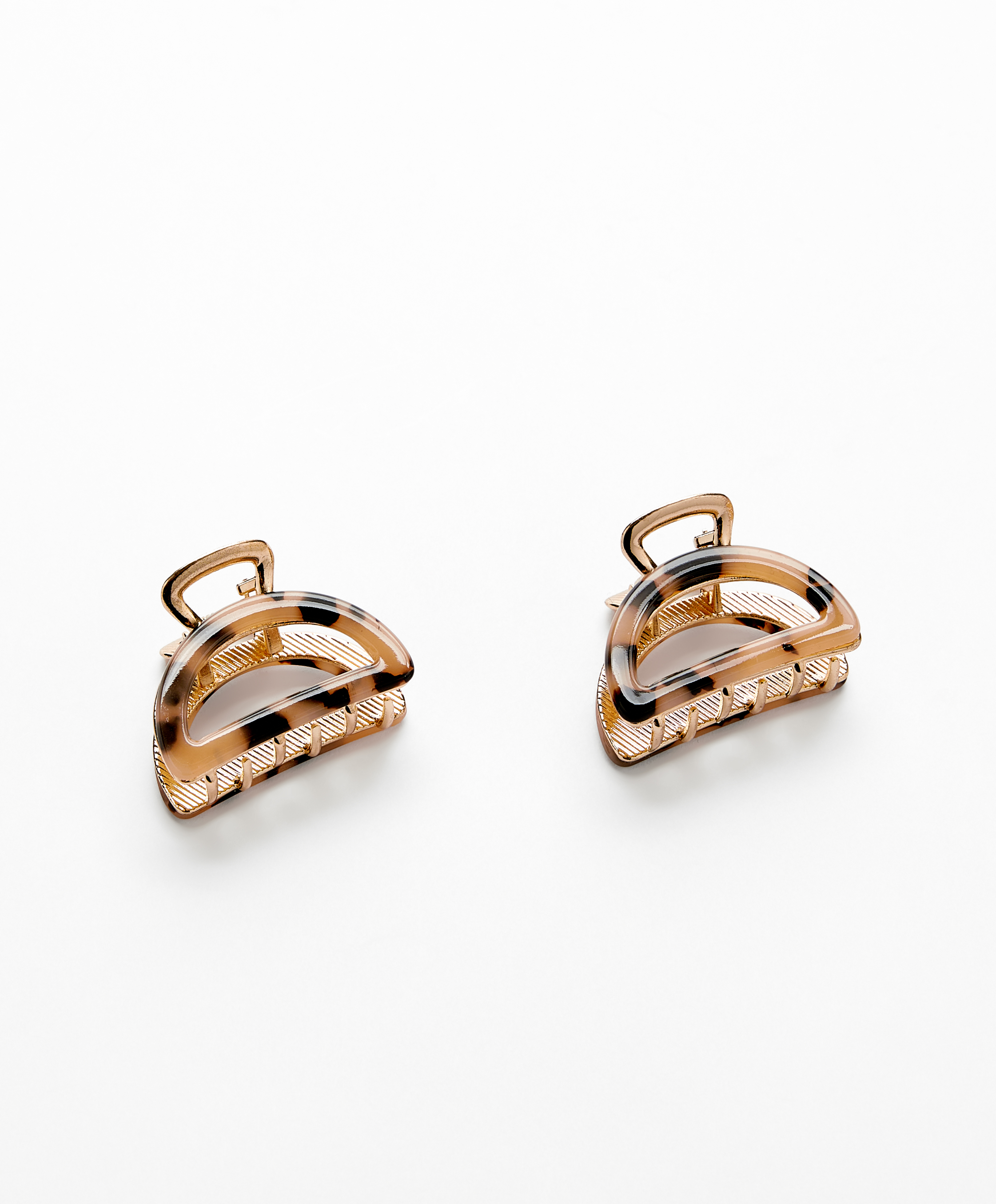 OYSHO 2 mini metallic tortoiseshell-effect hair clips