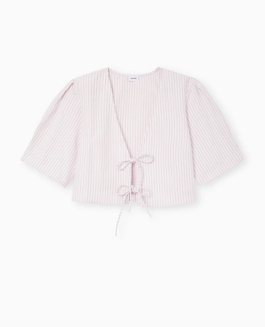 Pimkie Blouse courte rayée avec nouettes