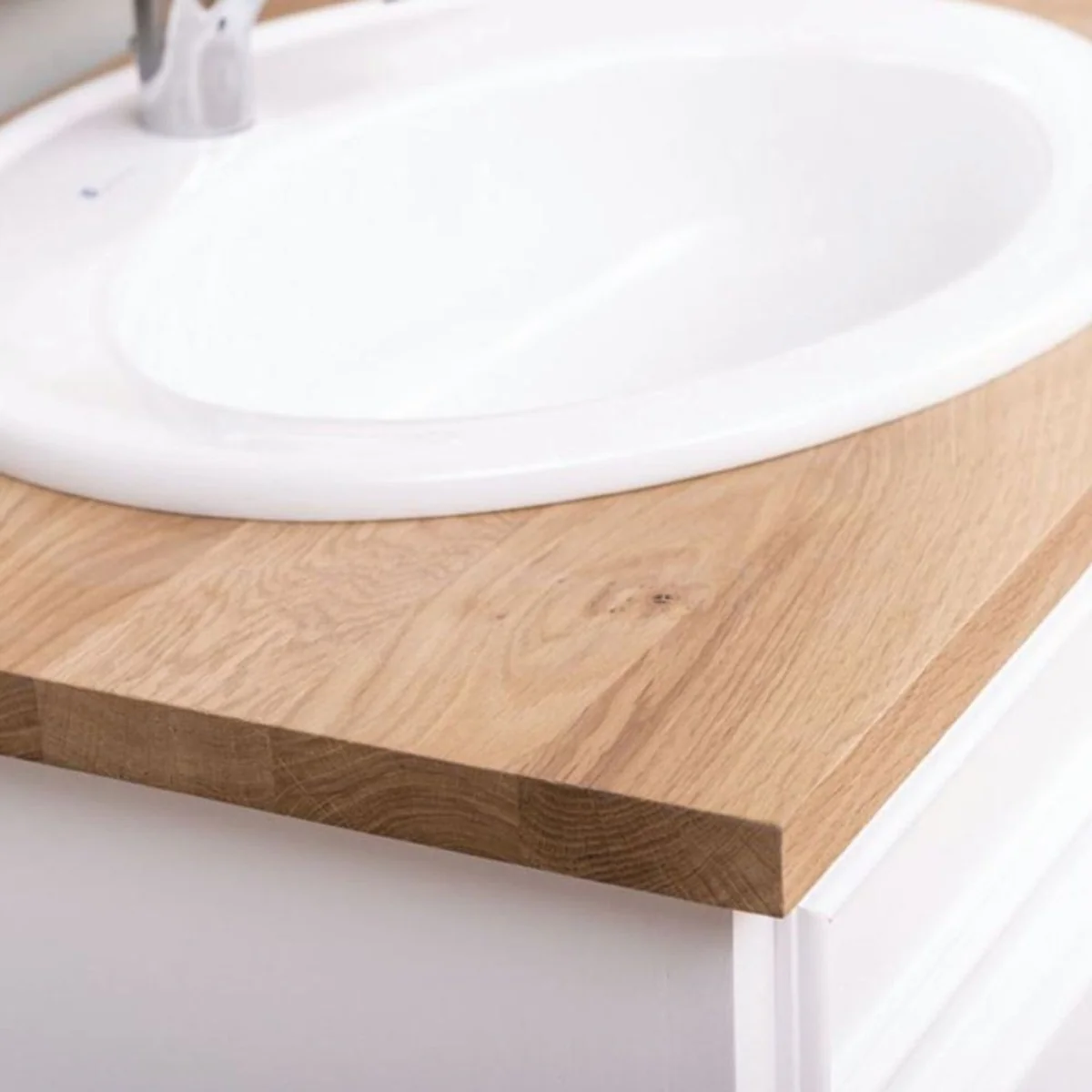 Country house style double washbasin cabinet white / natural color 150 cm