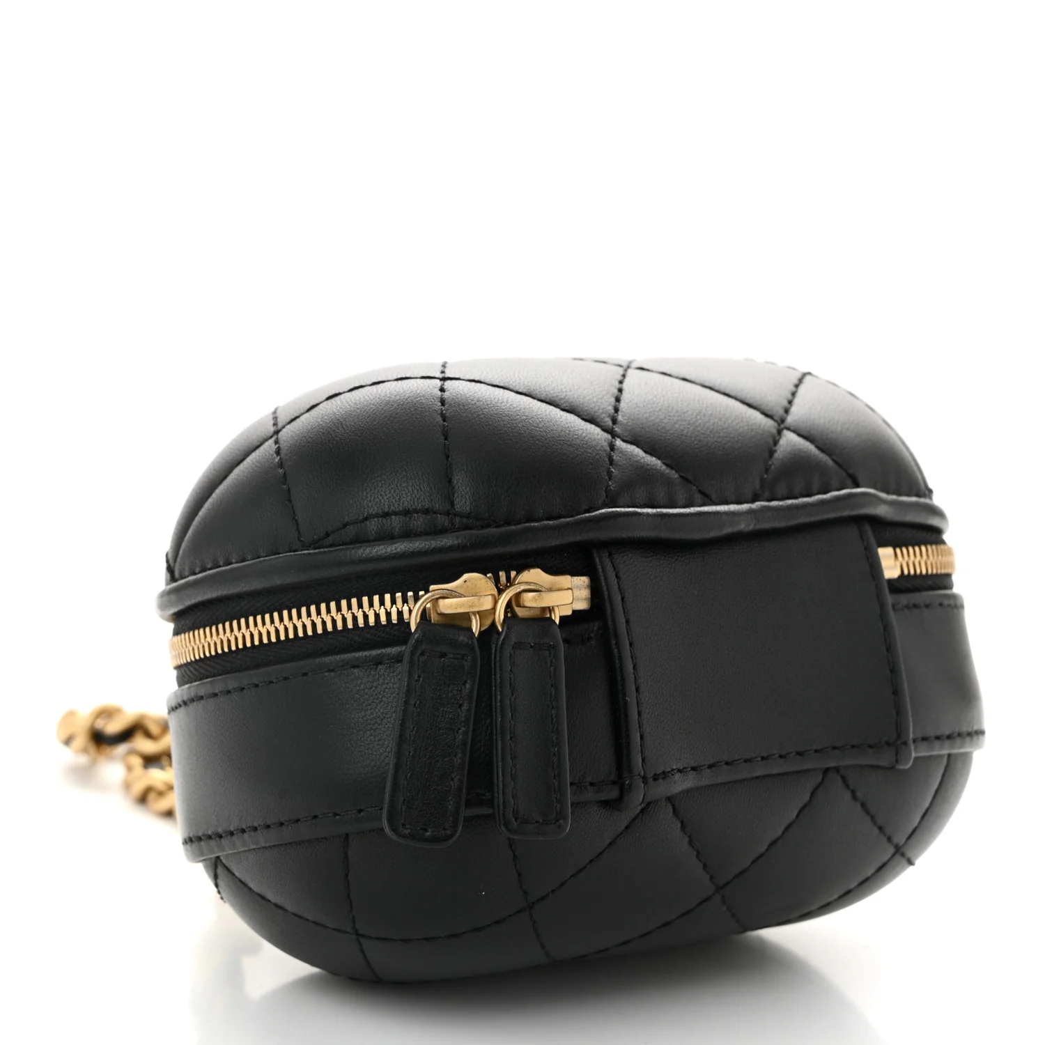 Lambskin Quilted CC Bubble Vanity Case With Chain Black - Top Club
