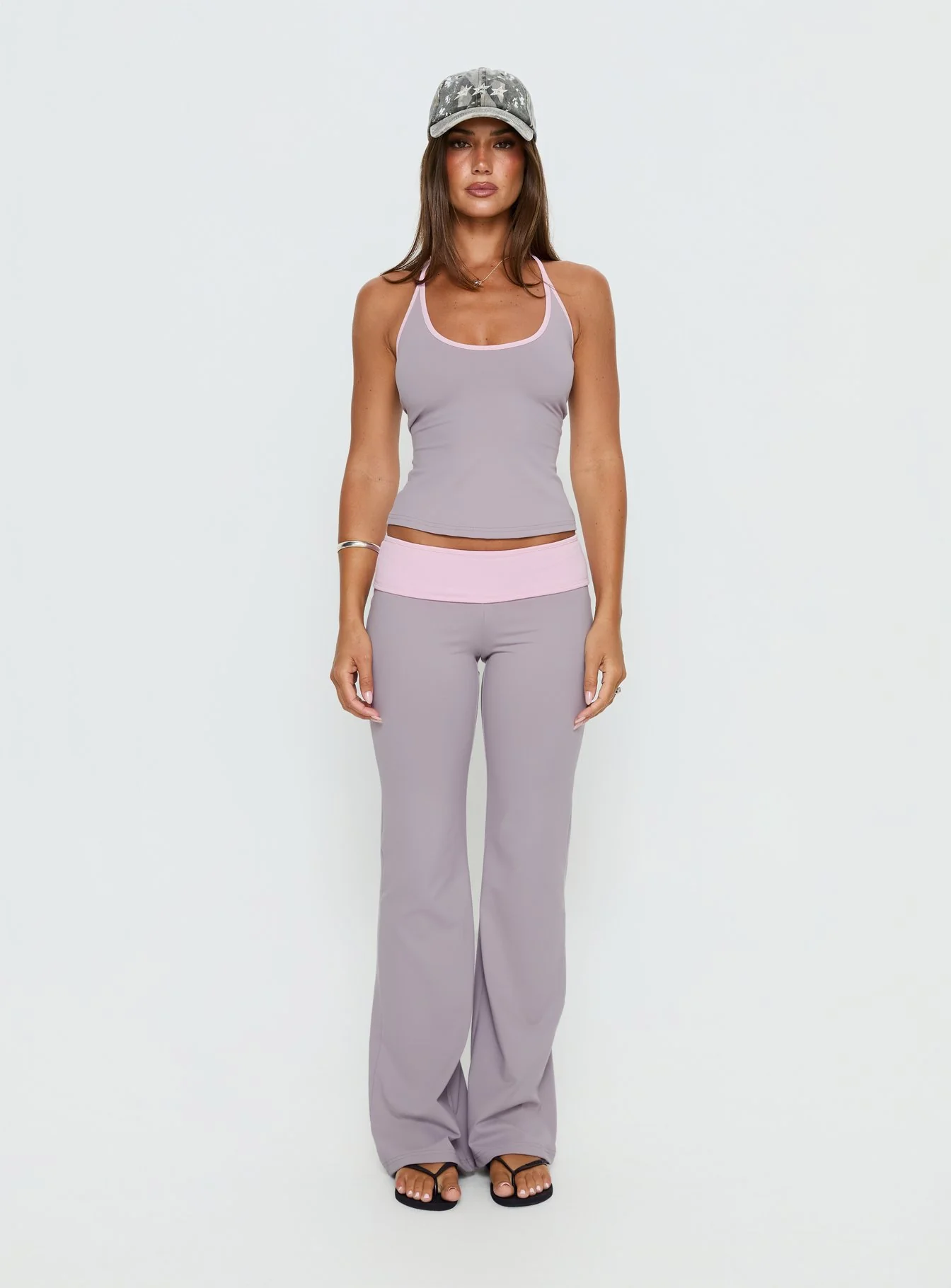 Kobee Jersey Flare Pants Slate / Dusty Pink