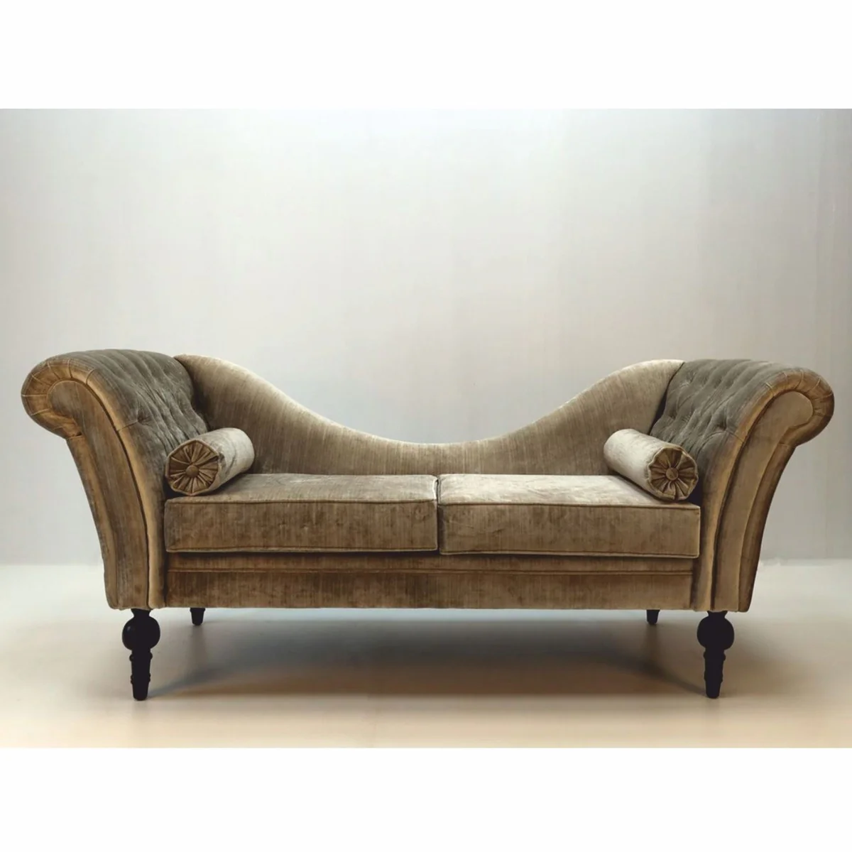 Luxury Baroque Sofa Gray / Black 200 cm - Magnificent Baroque Furniture