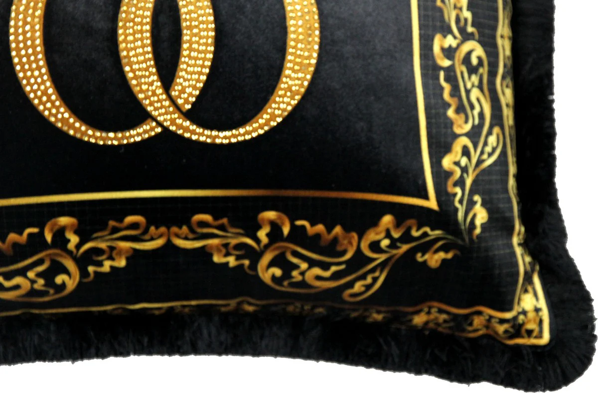 Harald Glööckler luxury decorative baroque cushion Pompöös by black / gold / black crown deluxe with rhinestones - Glööckler cushion AAA
