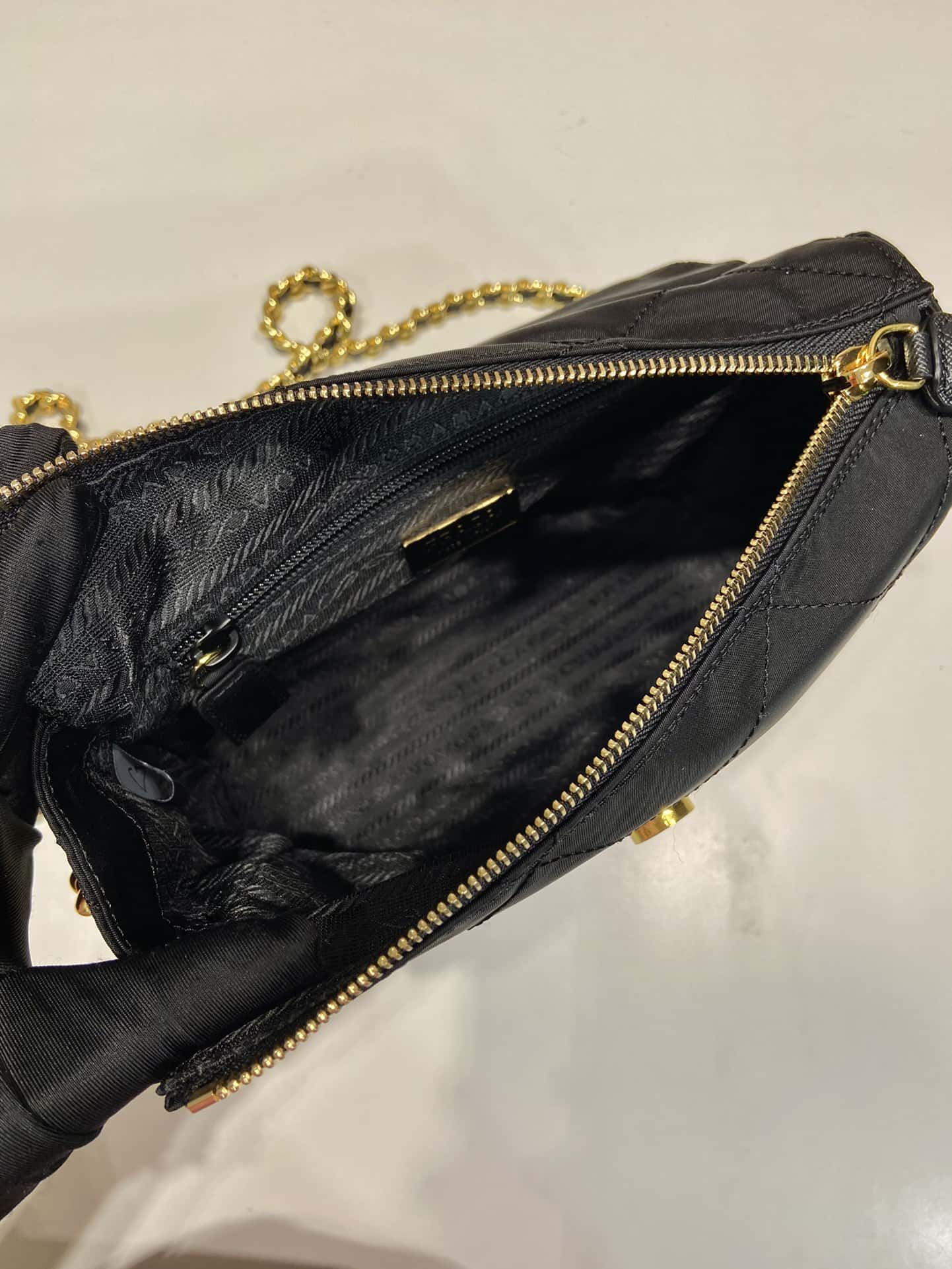 Prada Tessuto Flap Nylon Shoulder Bag With Chain Strap Kaialux 23x18x6cm - Top Club