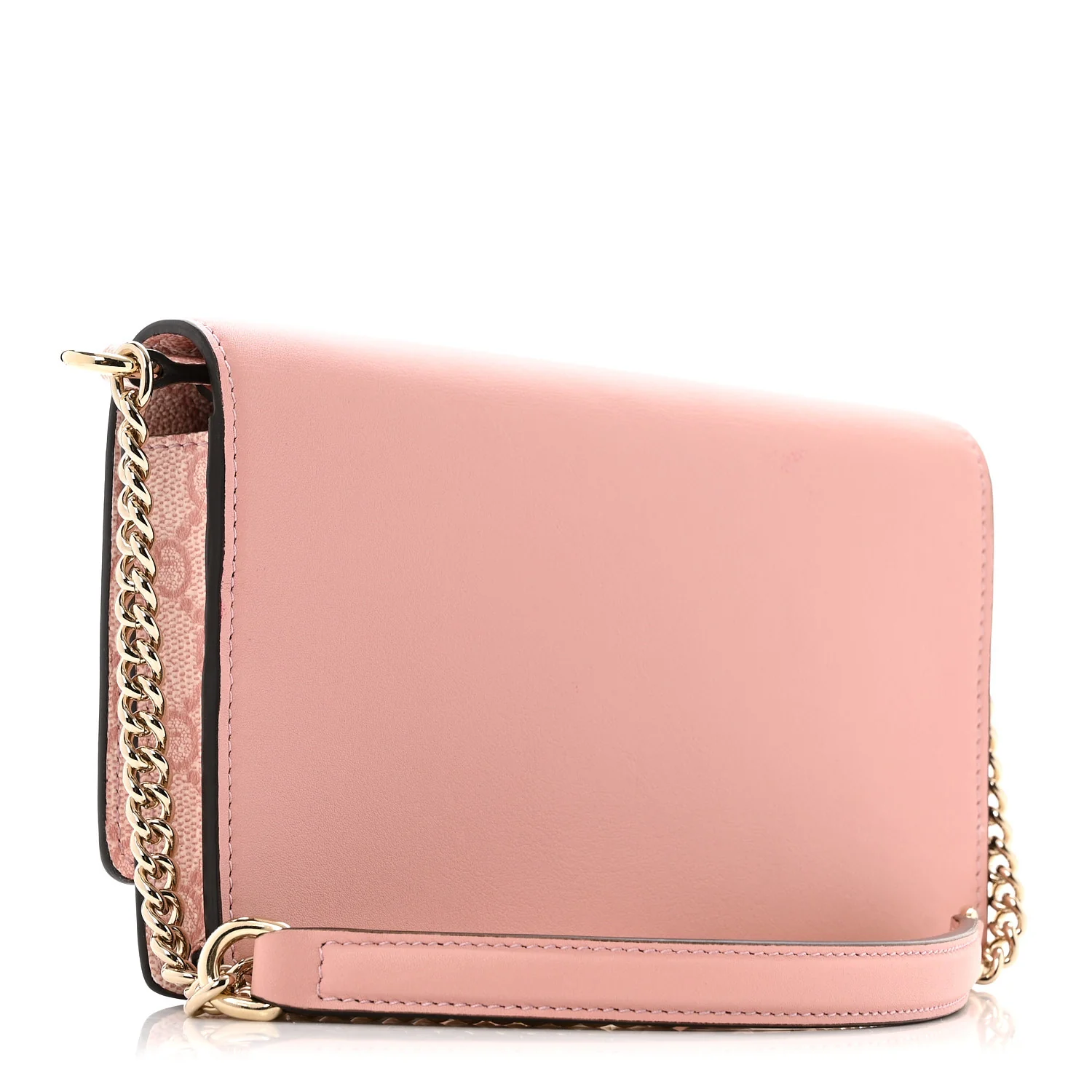 GG Supreme Monogram Textured Calfskin Emblem Wallet On Chain Pink - Top Club