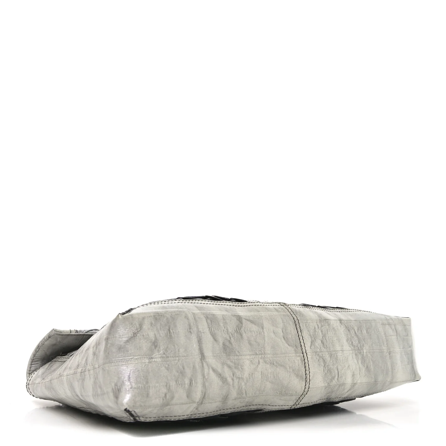 Iridescent Eelskin Maxi Chain Baguette Bag Grey Multicolor - Top Club