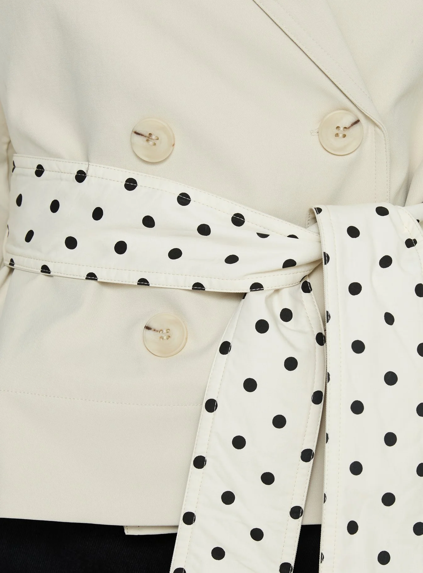 Meriana Cropped Trench Beige Polka Dot