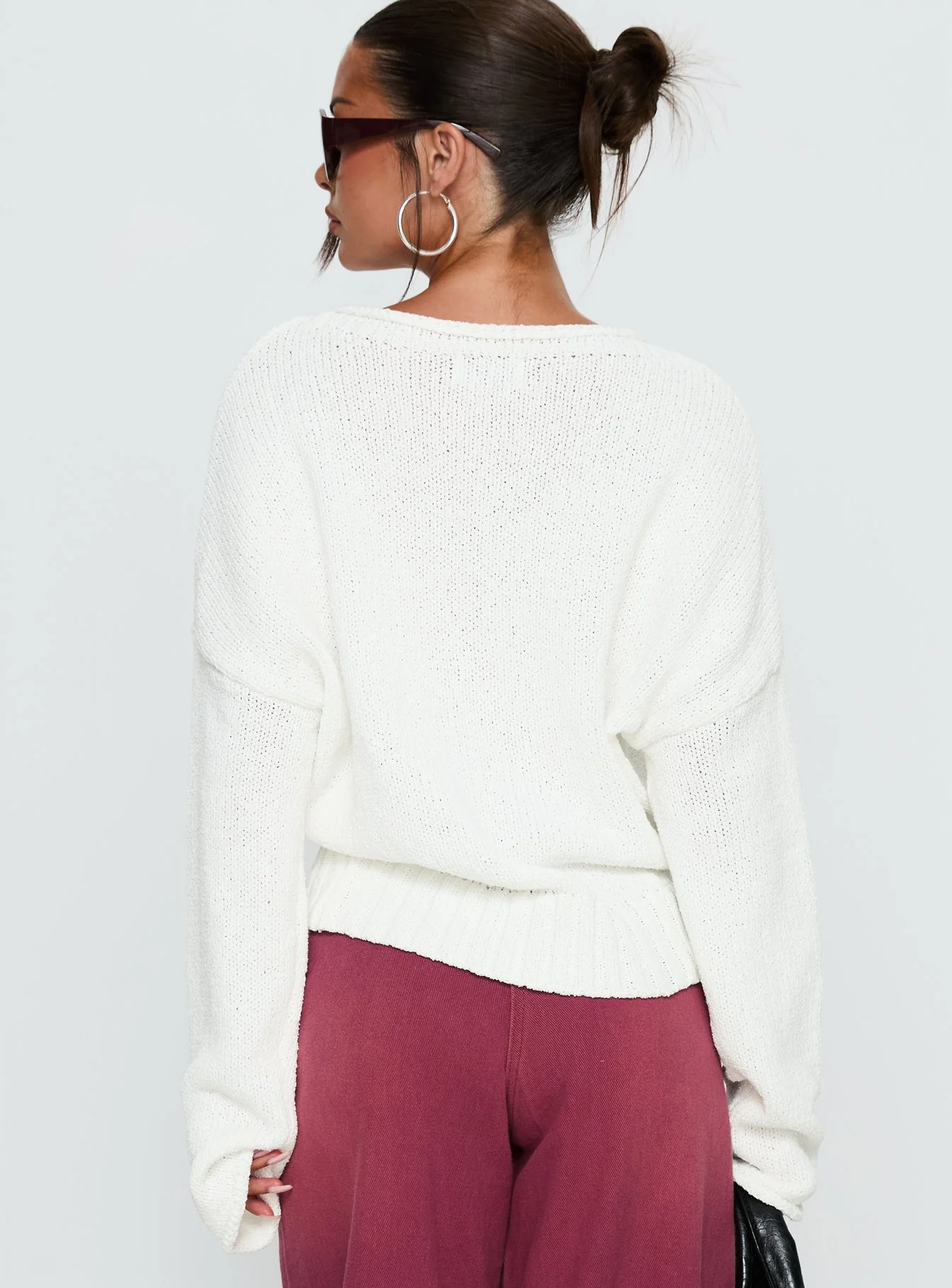 Reannon Wide Neck Knit Sweater White