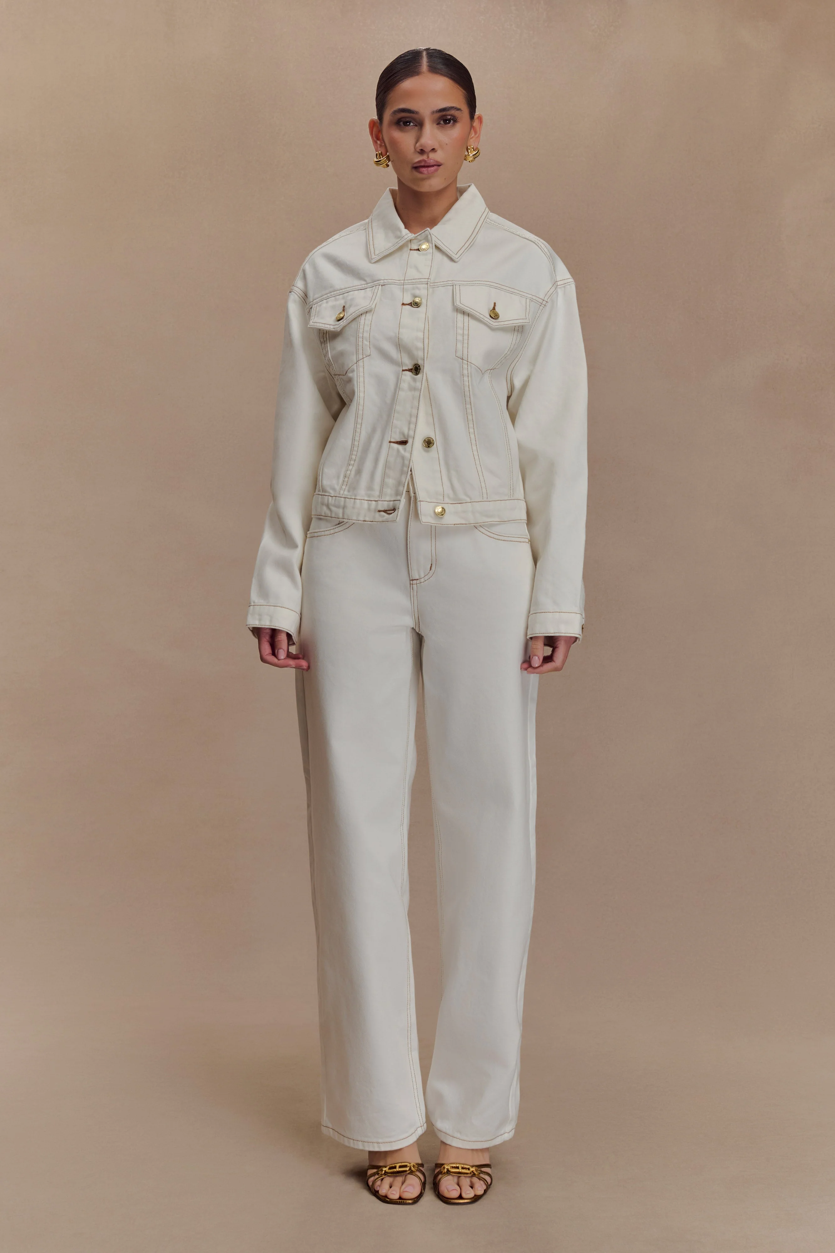 Kirra Cinched Denim Jacket - White
