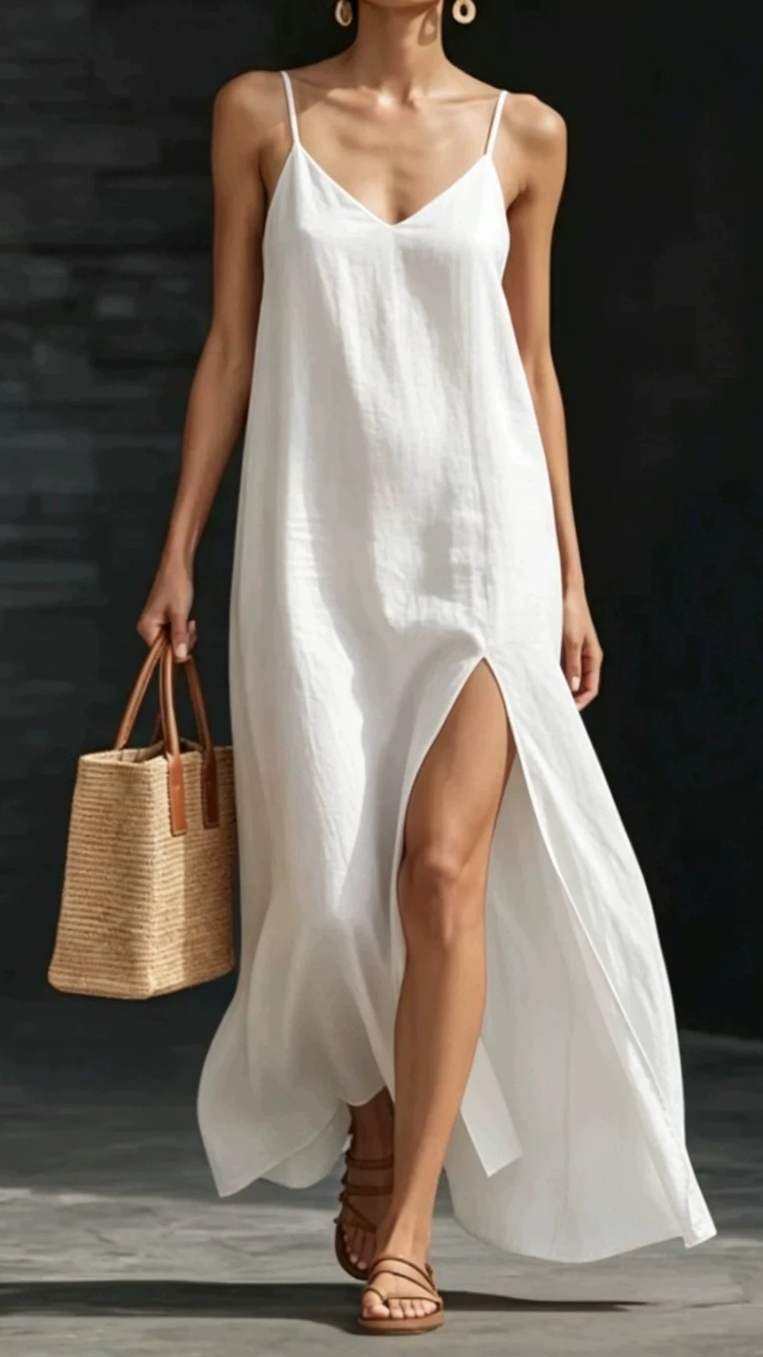 Women's Solid-Color Simple V-Neck Spaghetti Strap Maxi Dress - Nordfashionstorm - Women's Clothing, Fashion for You - Nordfashionstorm.com