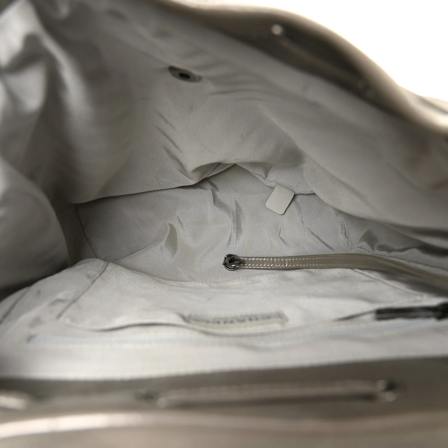 Iridescent Calfskin Chevron Quilted Small Urban Spirit Backpack Silver - Top Club