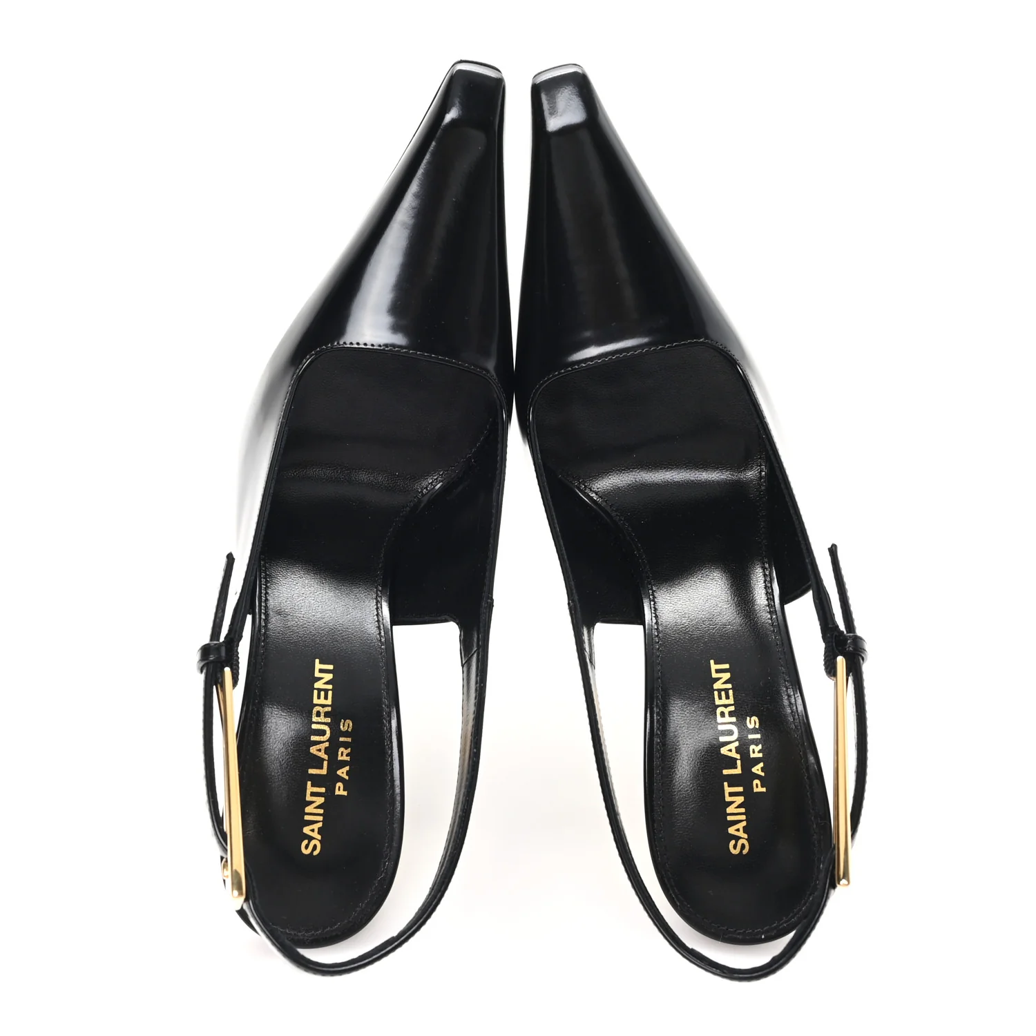 Glazed Calfskin Lee 110 Slingback Pumps 36.5 Black