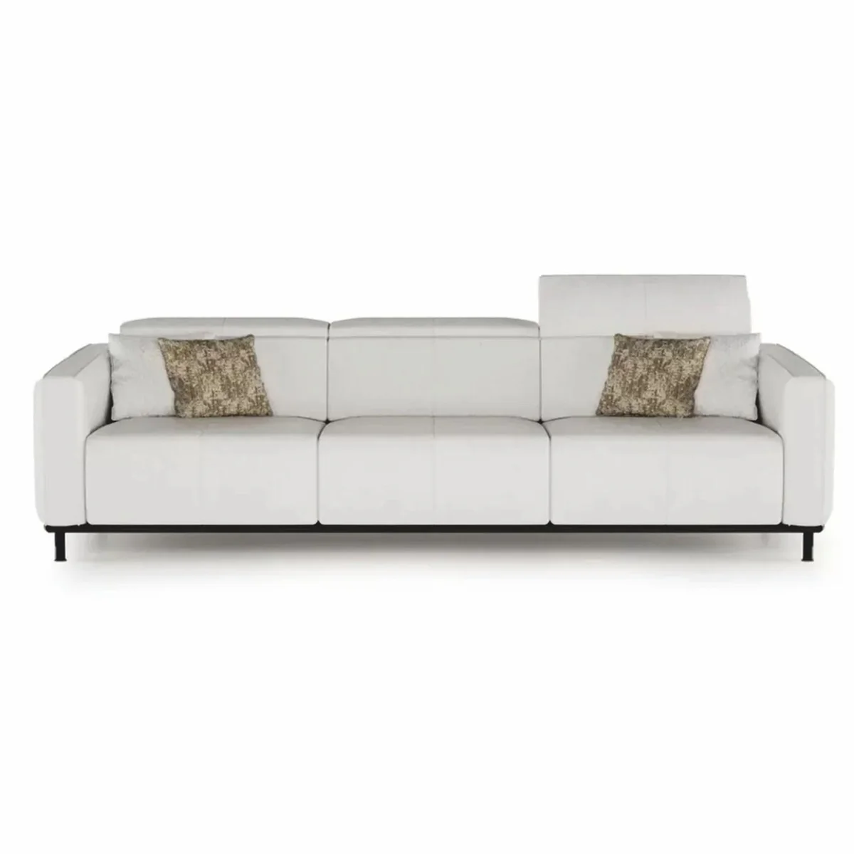 Luxury Living Room & Hotel Sofa Light Gray / Black / Brass 260 cm - Luxury Furniture