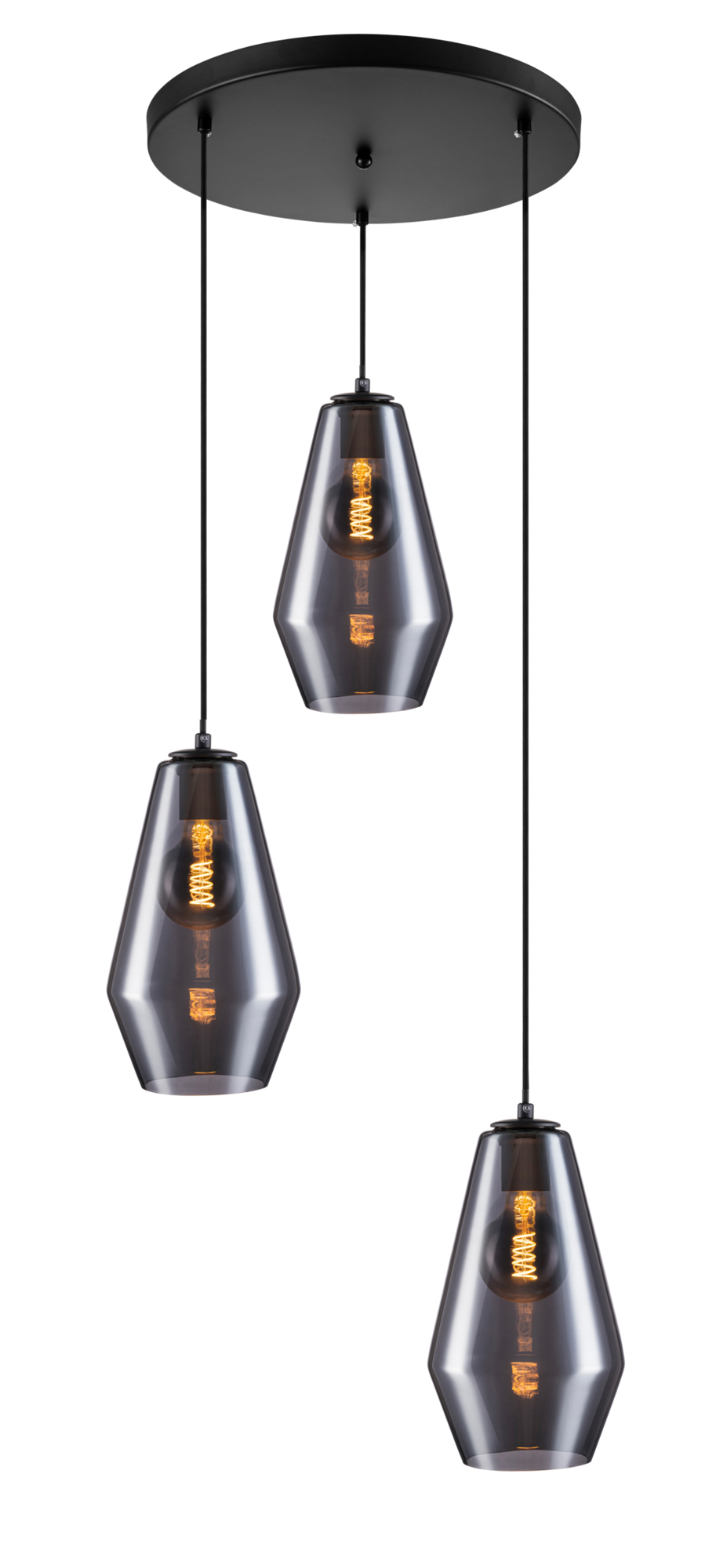 Hanglamp Wilson 3 lichts rond black