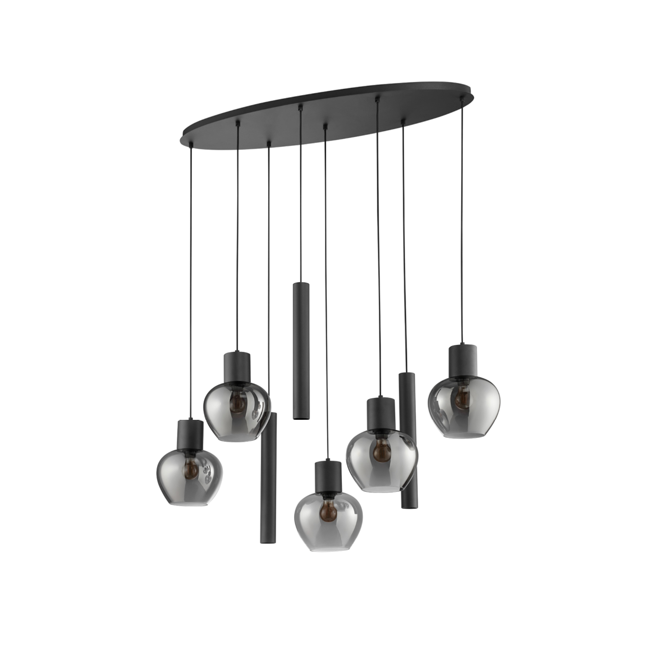 Hanglamp Ligari 8-lichts zwart/smoke