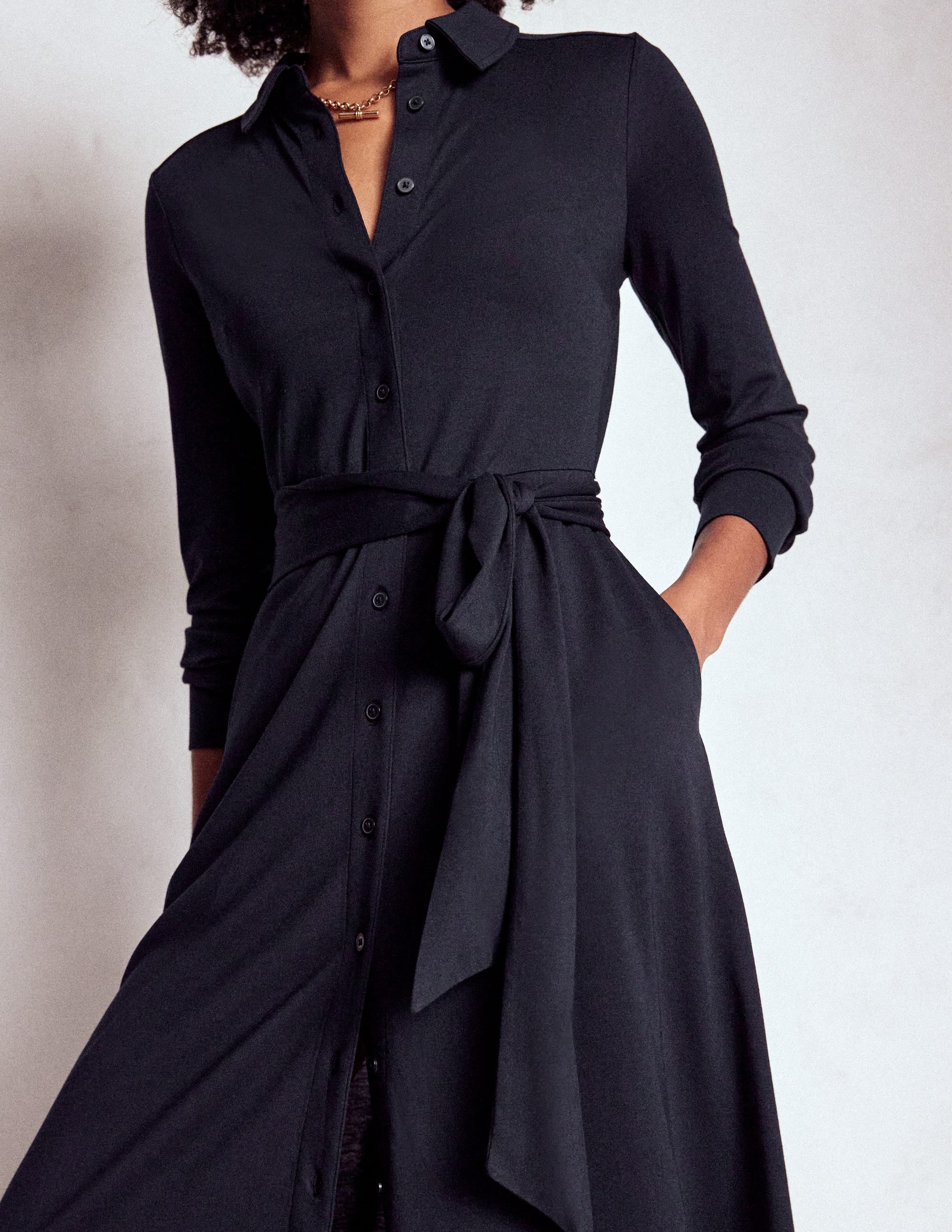 Marcia Jersey-Hemdblusenkleid-Marineblau