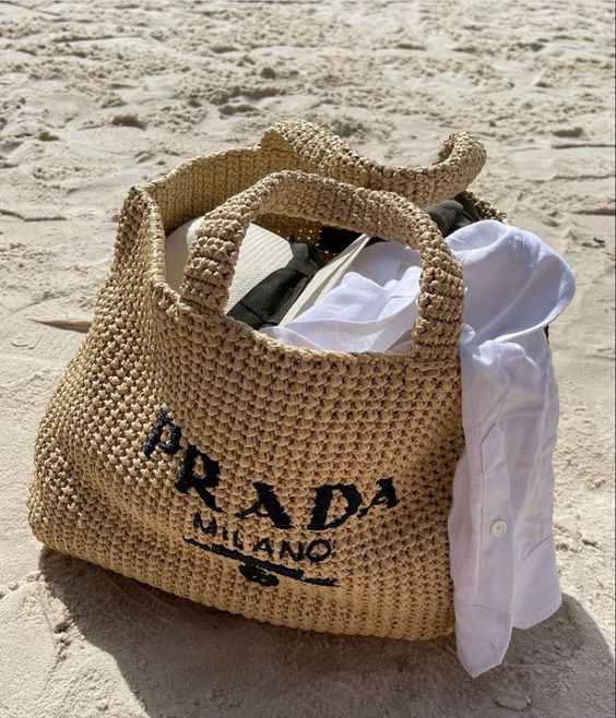 Prada Raffia Bag Handbag Beach Bag for Summer - Top Club