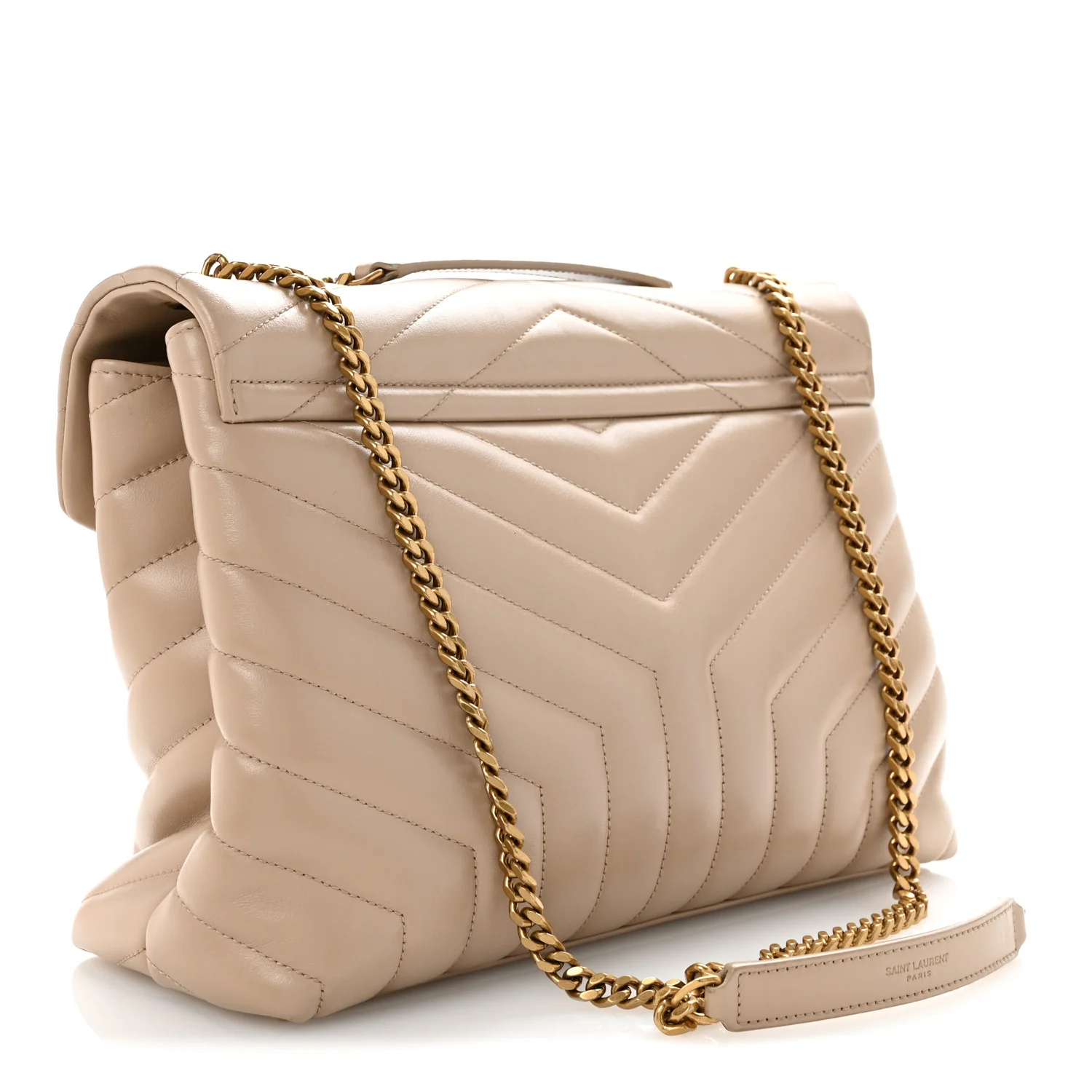Calfskin Y Quilted Monogram Medium Loulou Chain Satchel Dark Beige - Top Club