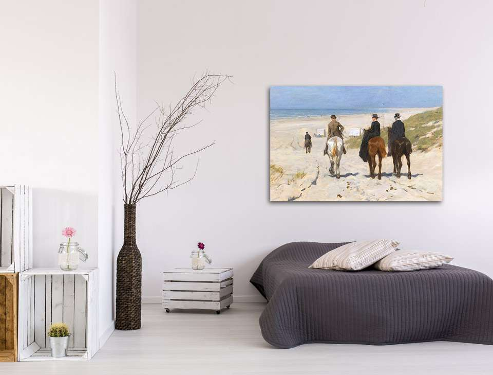 Morgenrit langs het strand - Print op plexiglas 120 x 80 cm