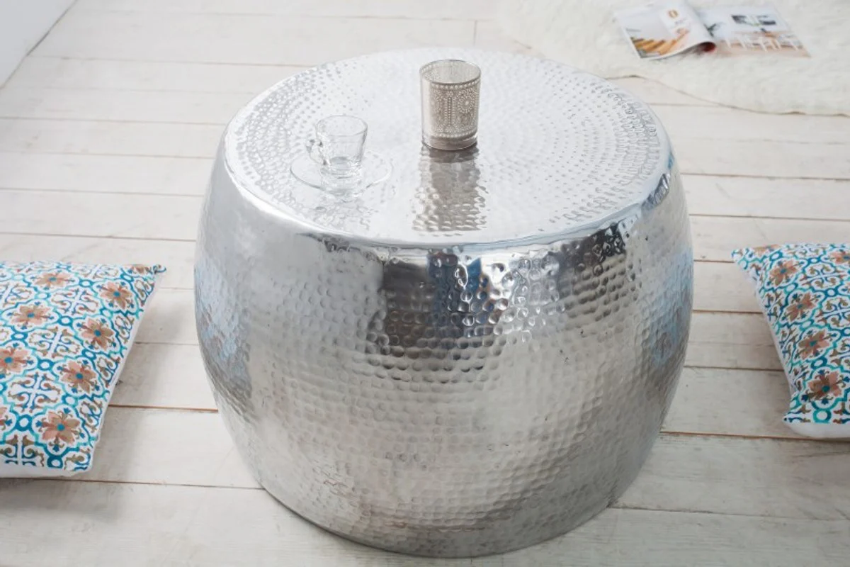 Luxury coffee table silver 60 cm aluminum - living room salon table - unique