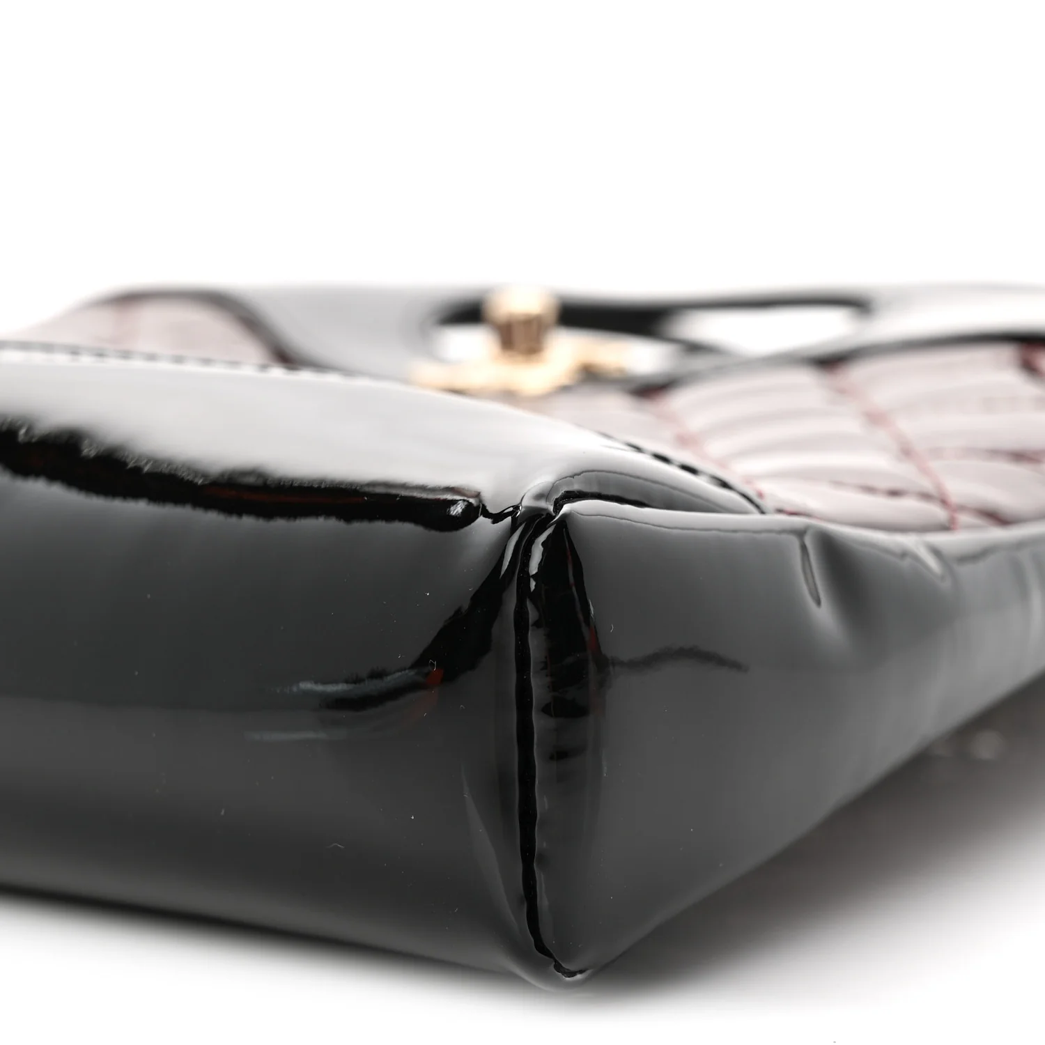Patent Calfskin Quilted Mini 31 Shopping Bag Burgundy Black - Top Club