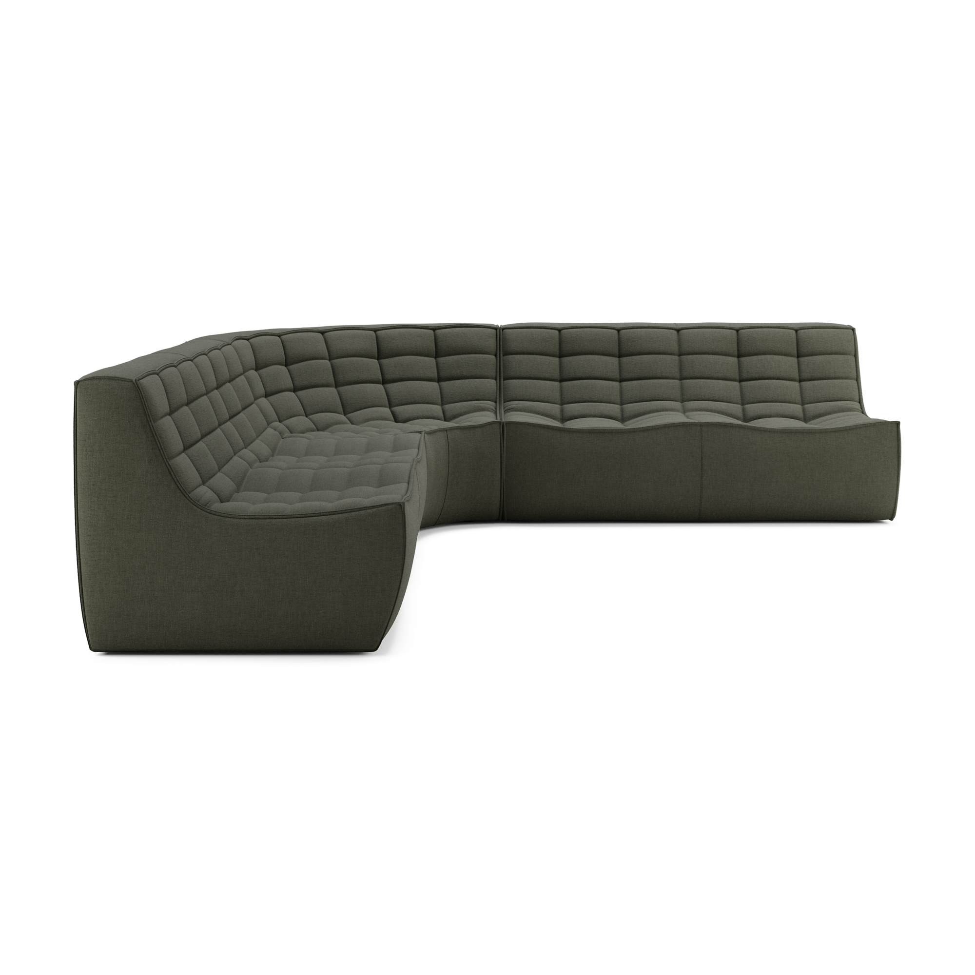 Modulaire bank N701 moss green set 2x2 seat 90° ronde hoek
