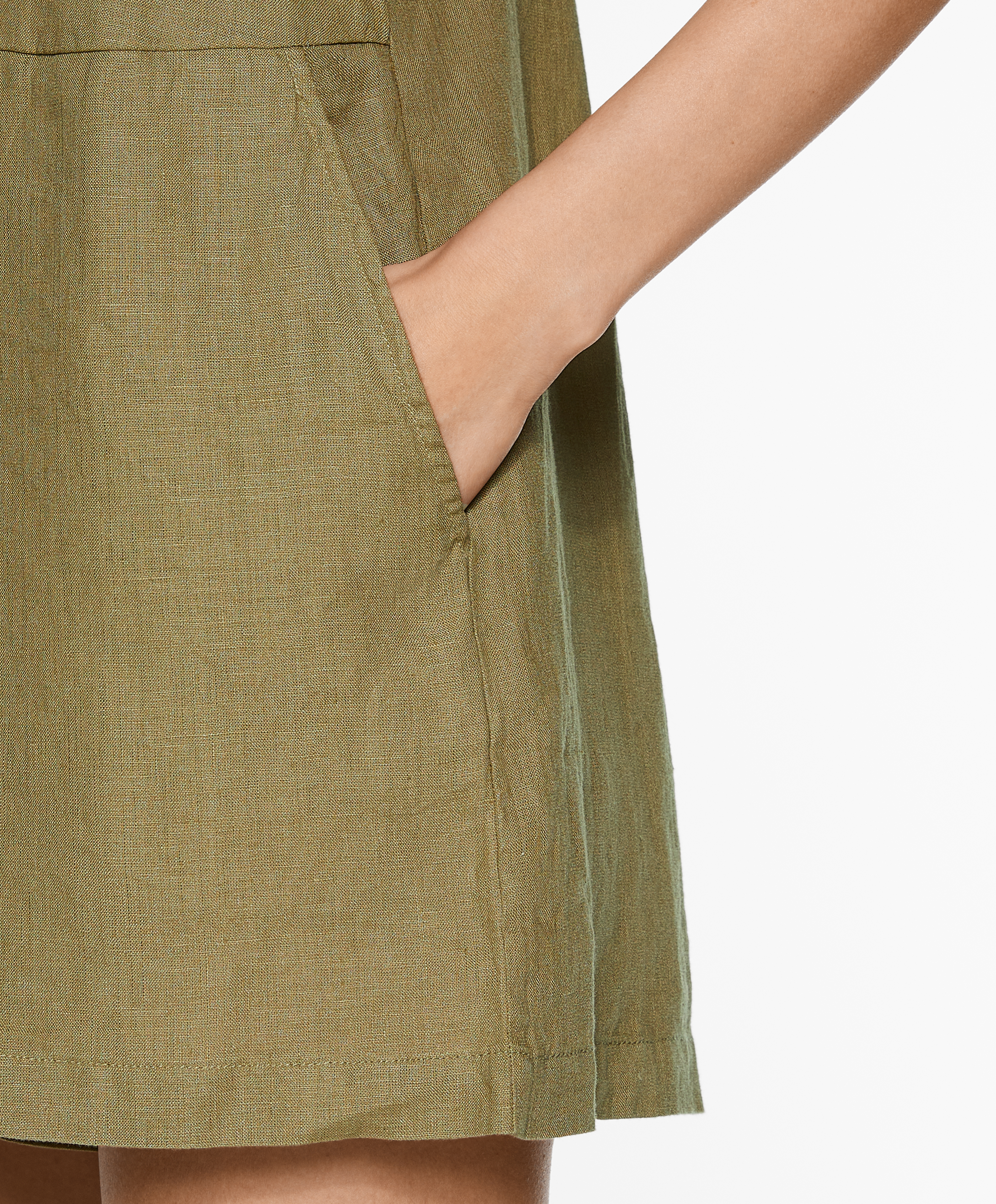 OYSHO Short strappy jumpsuit in 100% linen