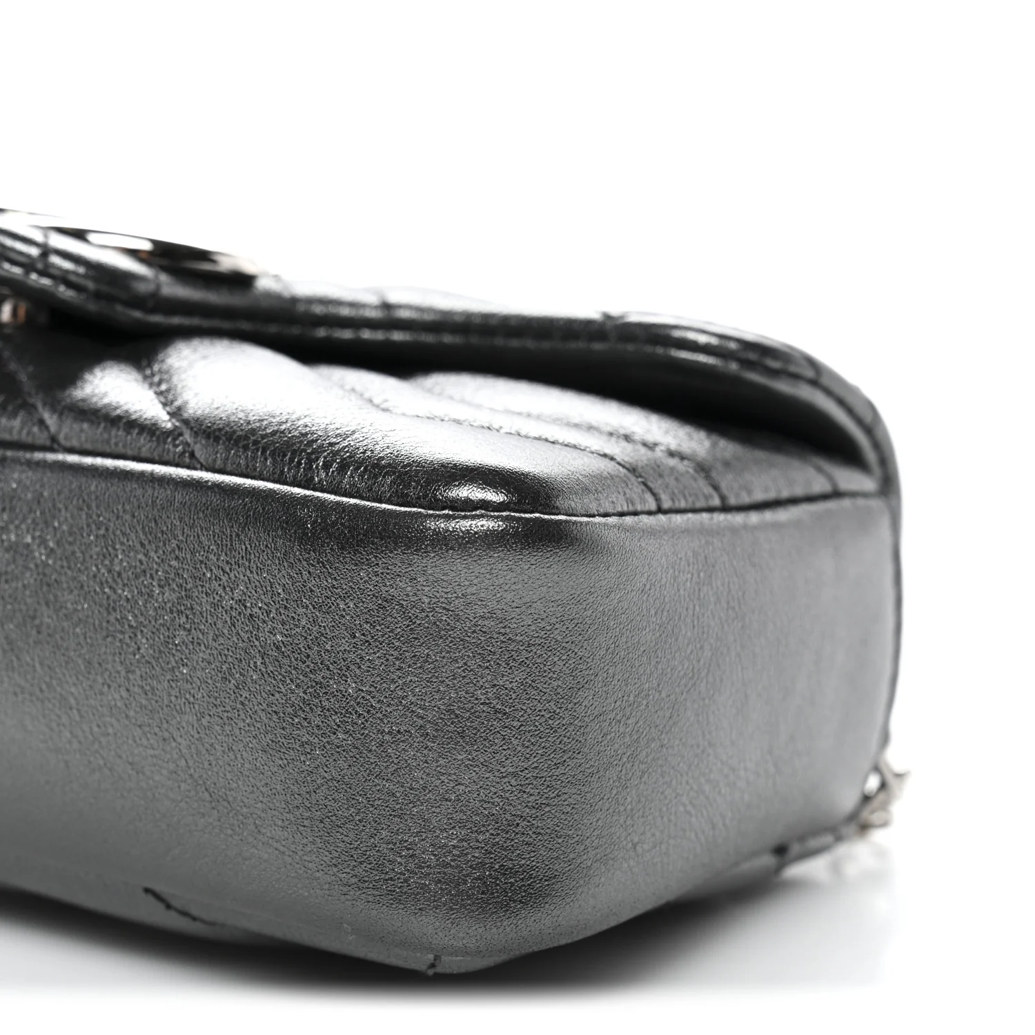 Metallic Lambskin Matelasse Mini GG Marmont Shoulder Bag Piombo - Top Club