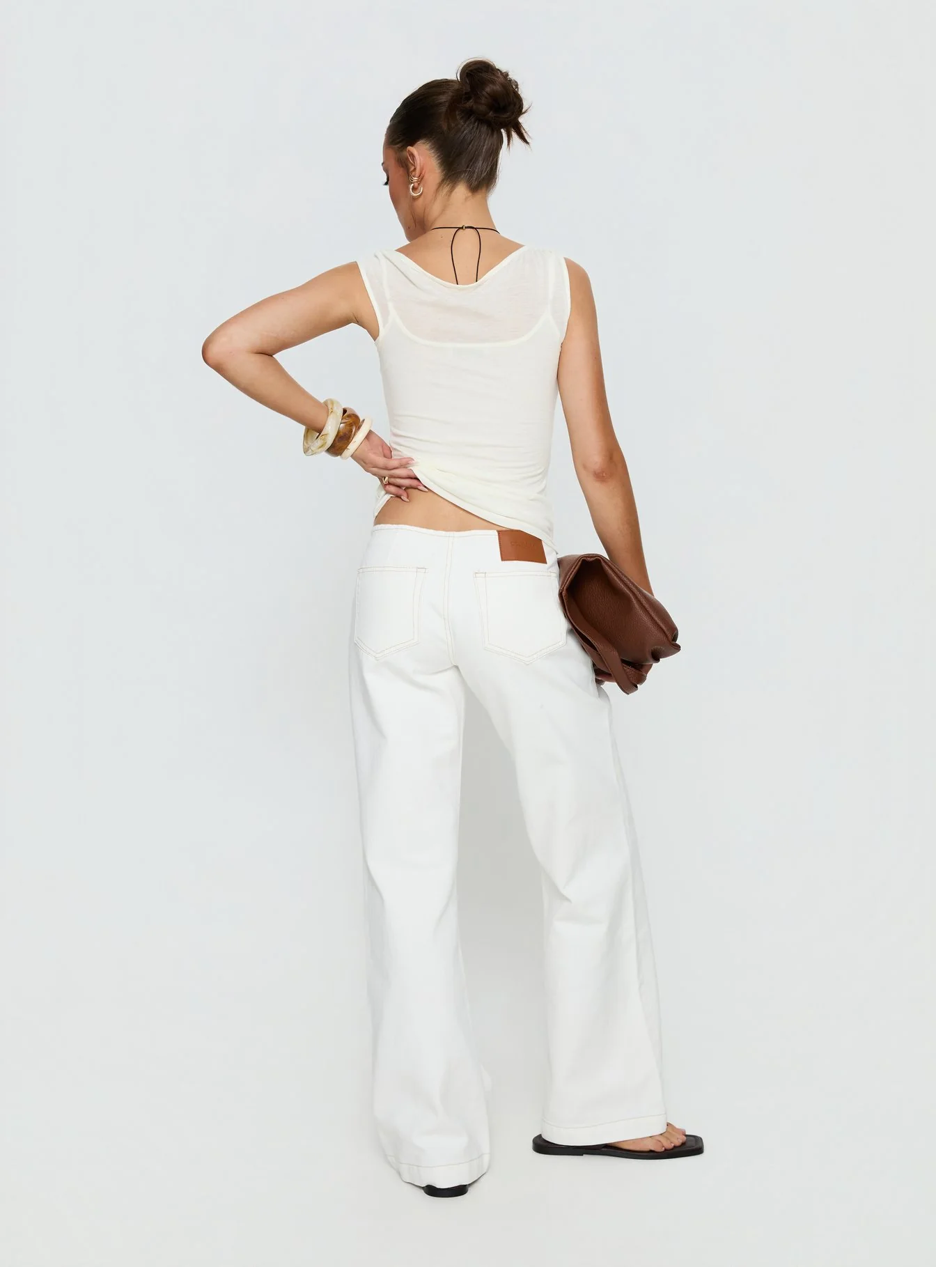 Buenos No Waist Low Rise Straight Leg Jeans White