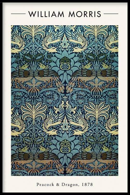 Walljar poster ingelijst - William Morris - Peacock and Dragon Poster ingelijst - 70 x 100 cm